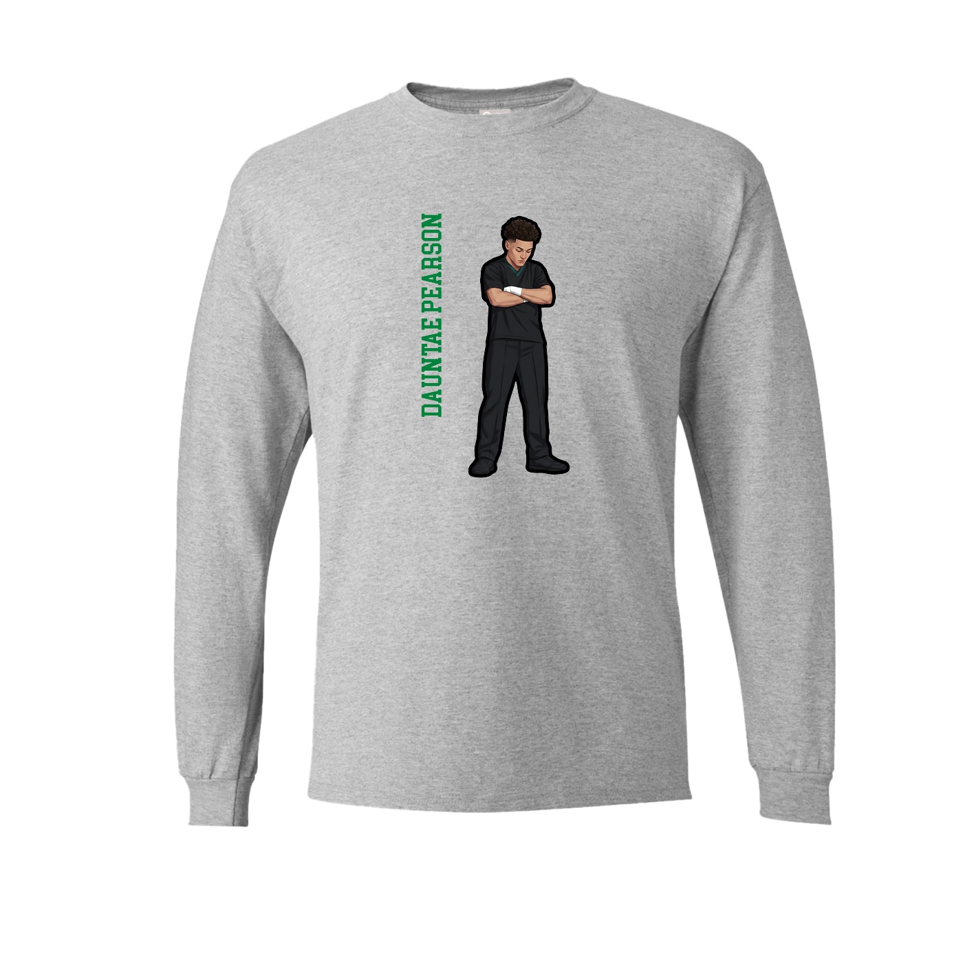 Long Sleeve Tee — Name Vertical in Grey