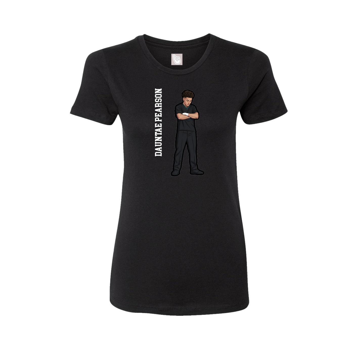 Fitted Women's Tee — Name Vertical in Black