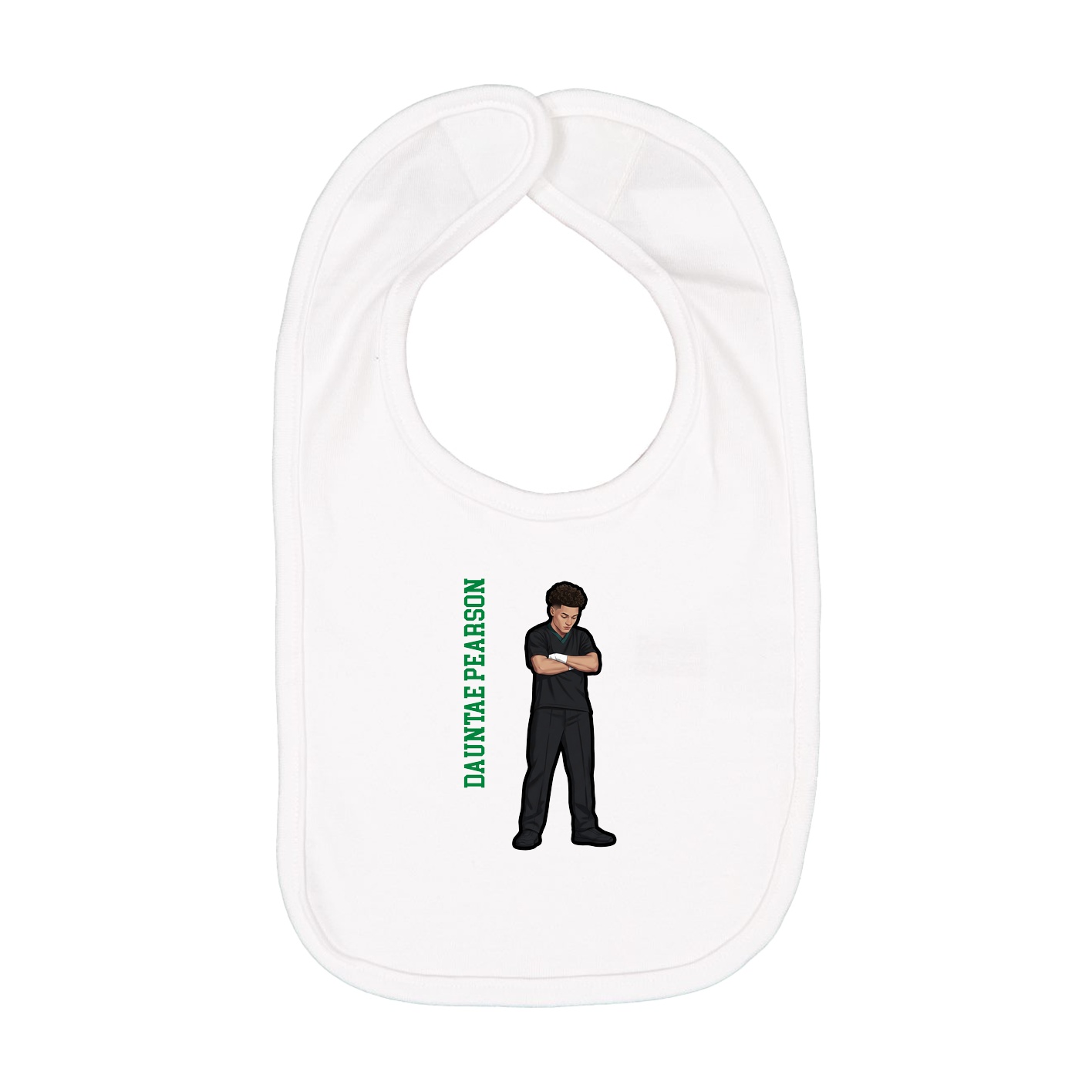 Infant Bib — Name Vertical in White