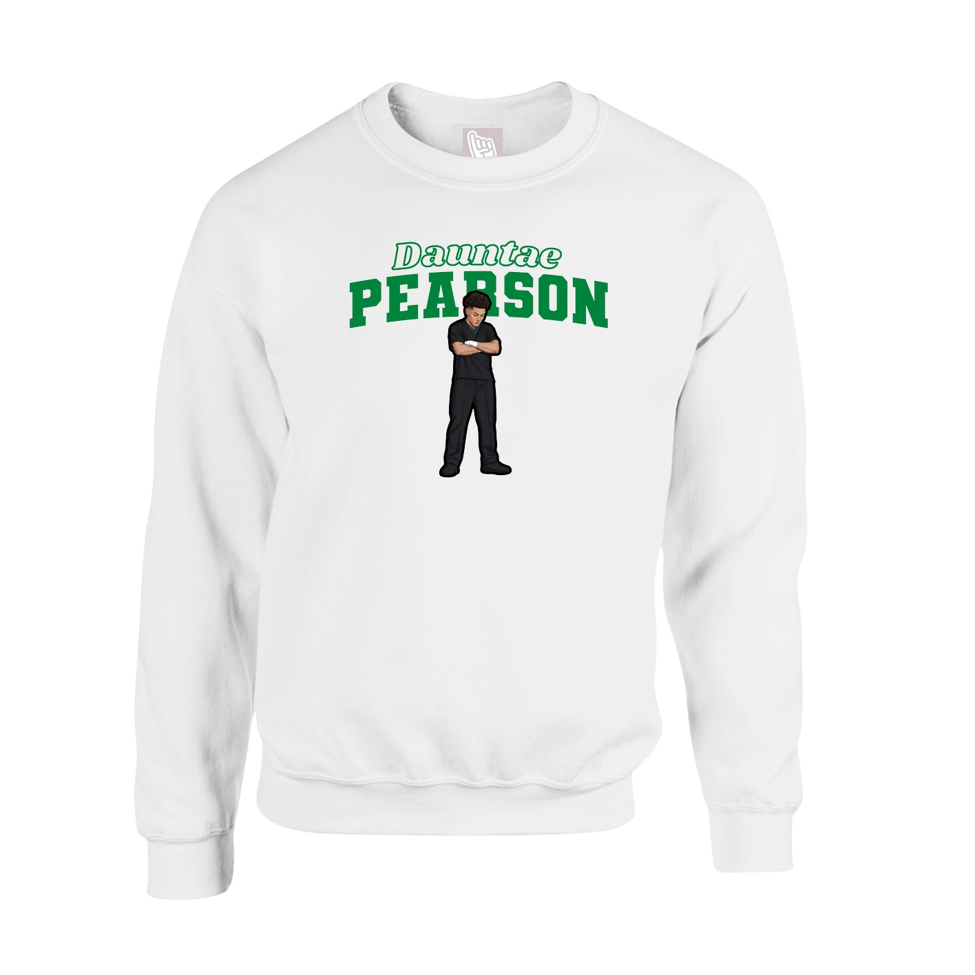 Fleece Crew — Name Arch in White