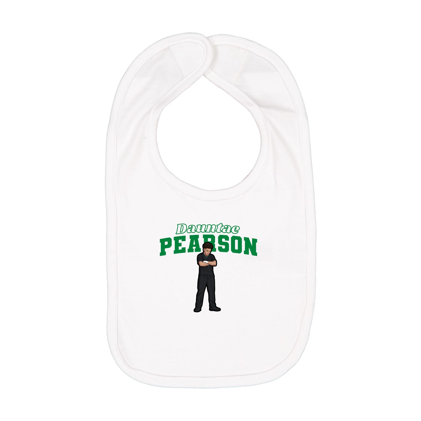Infant Bib — Name Arch in White