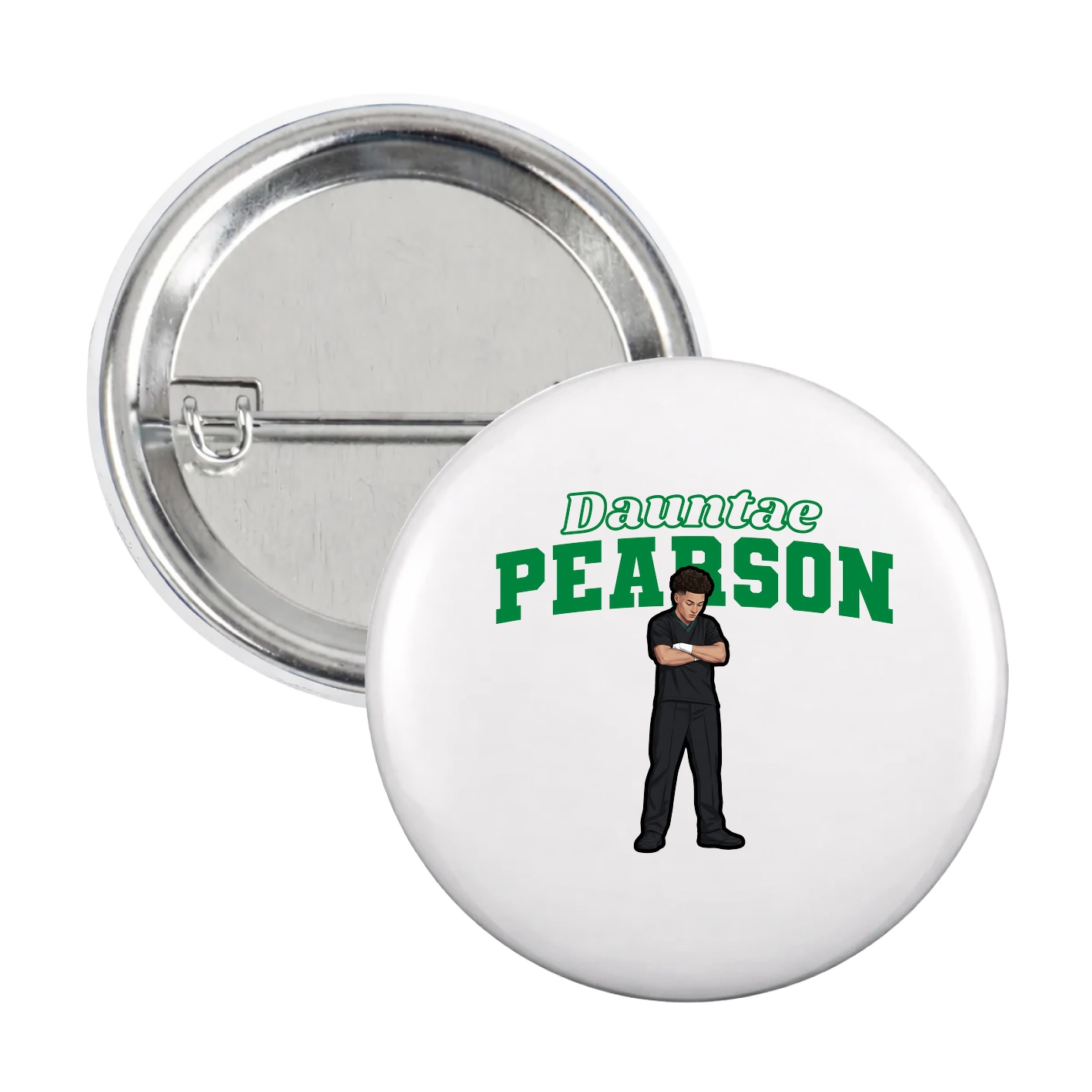 Game Day Button — Name Arch in White