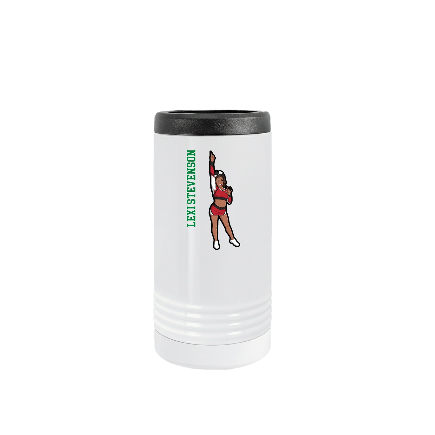 Slim Beverage Holder — Name Vertical in White