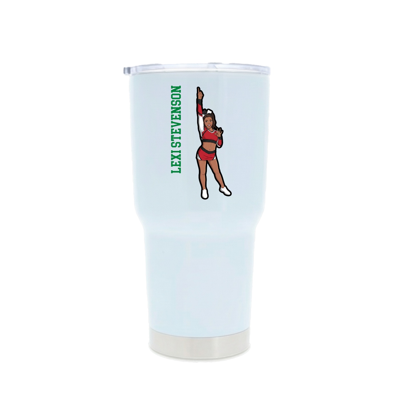 30oz Stainless Steel Tumbler — Name Vertical in White