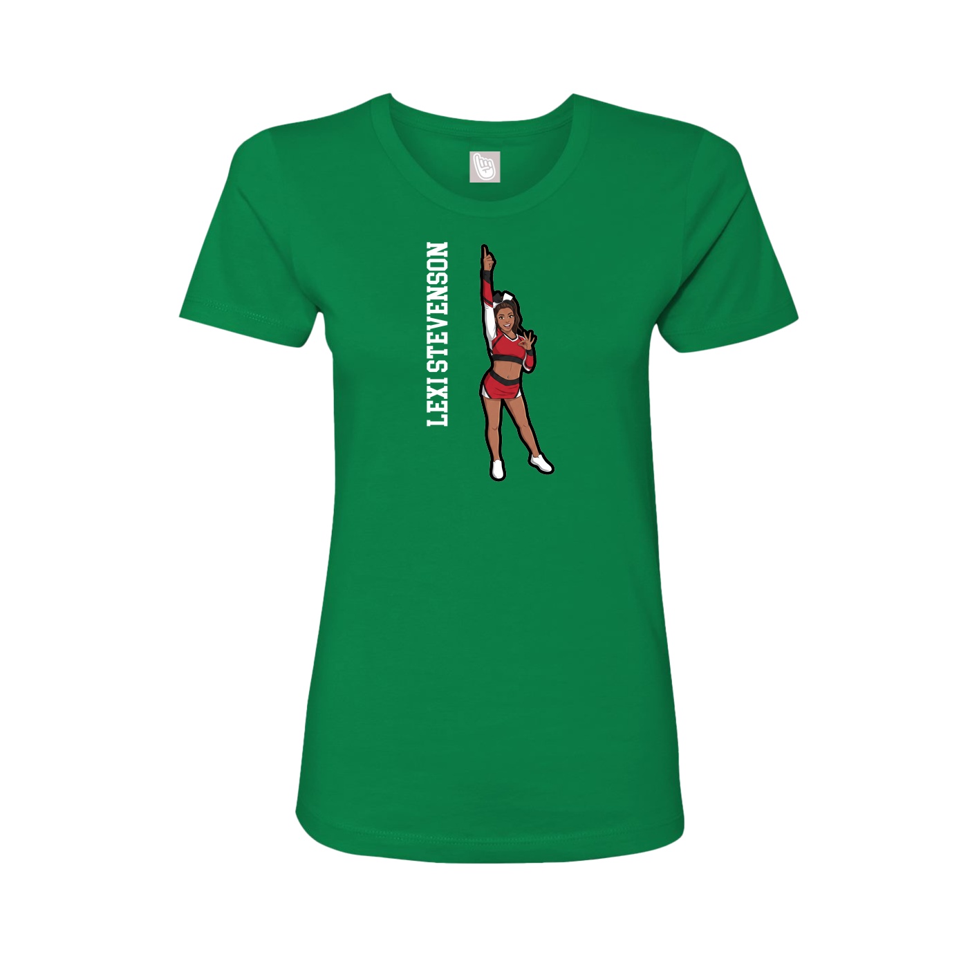 Fitted Women's Tee — Name Vertical in Green