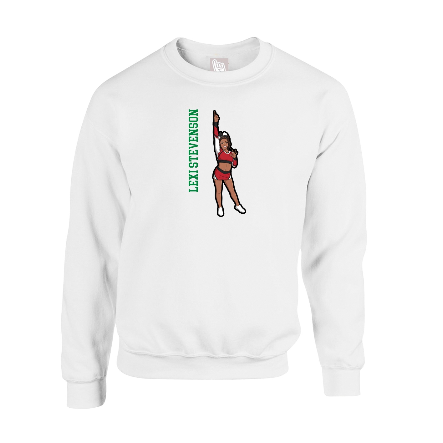 Fleece Crew — Name Vertical in White