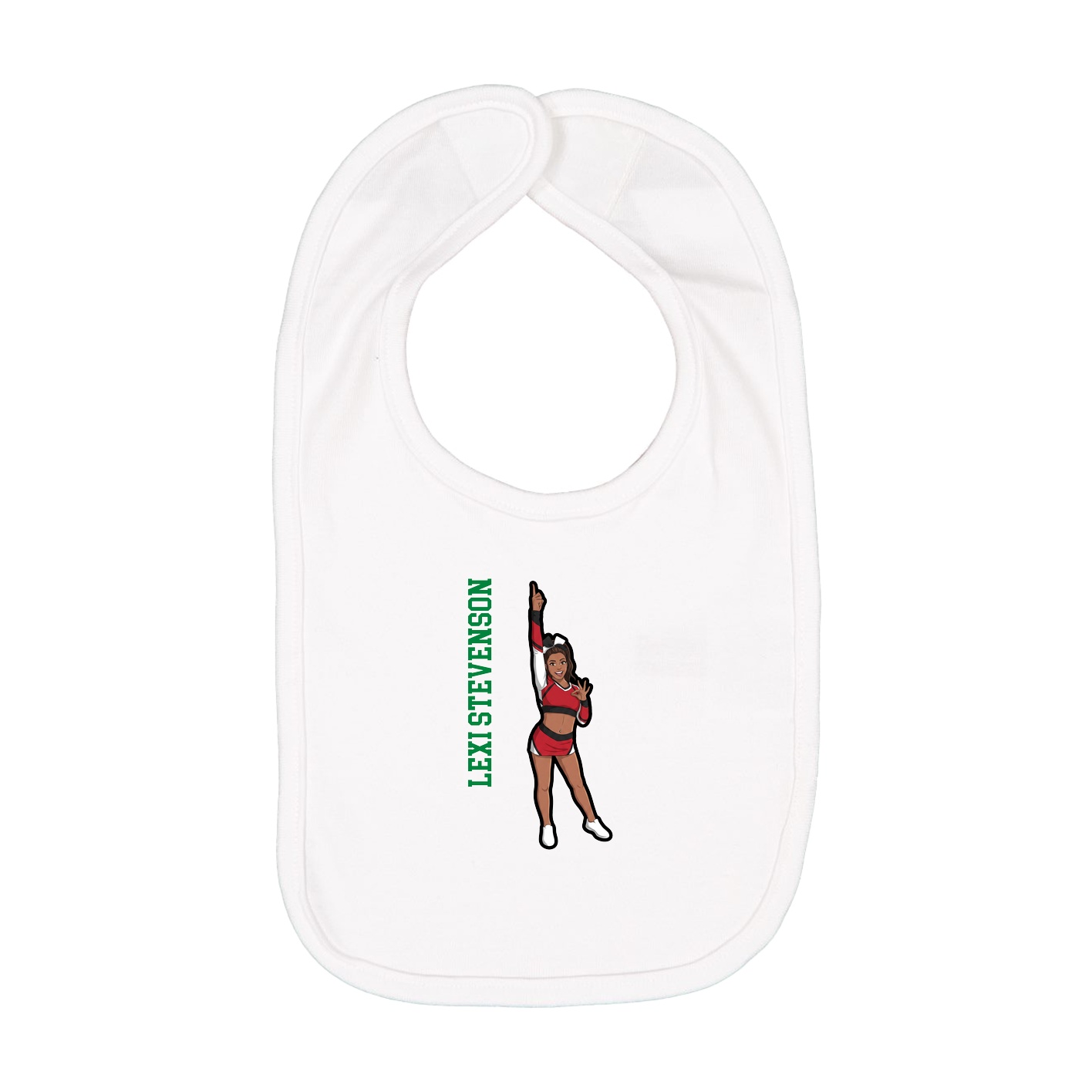 Infant Bib — Name Vertical in White