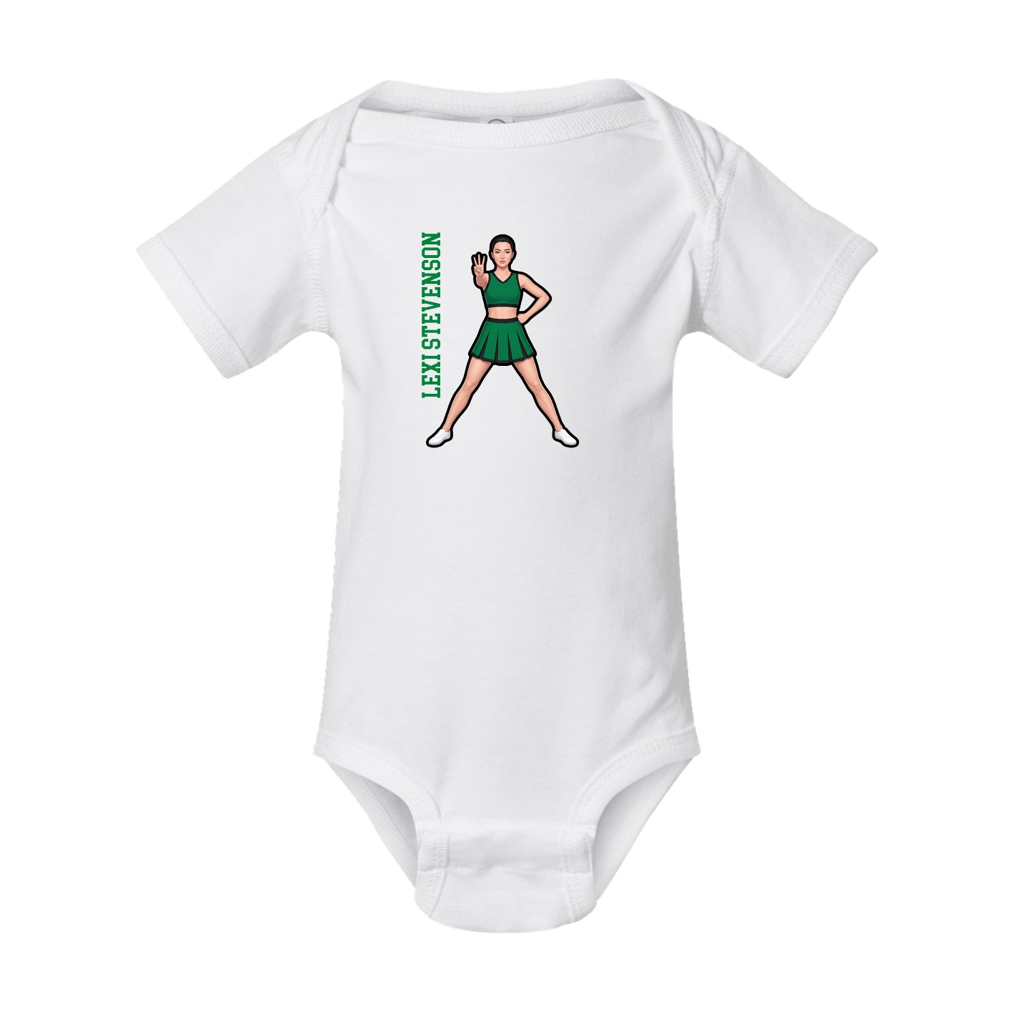 Baby Onesie — Name Vertical in White