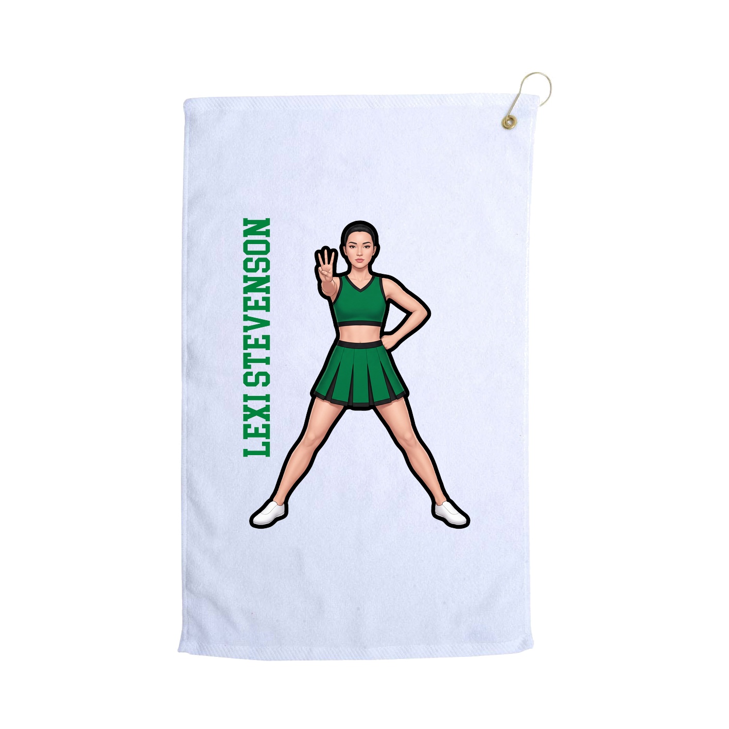 Golf Towel — Name Vertical in White