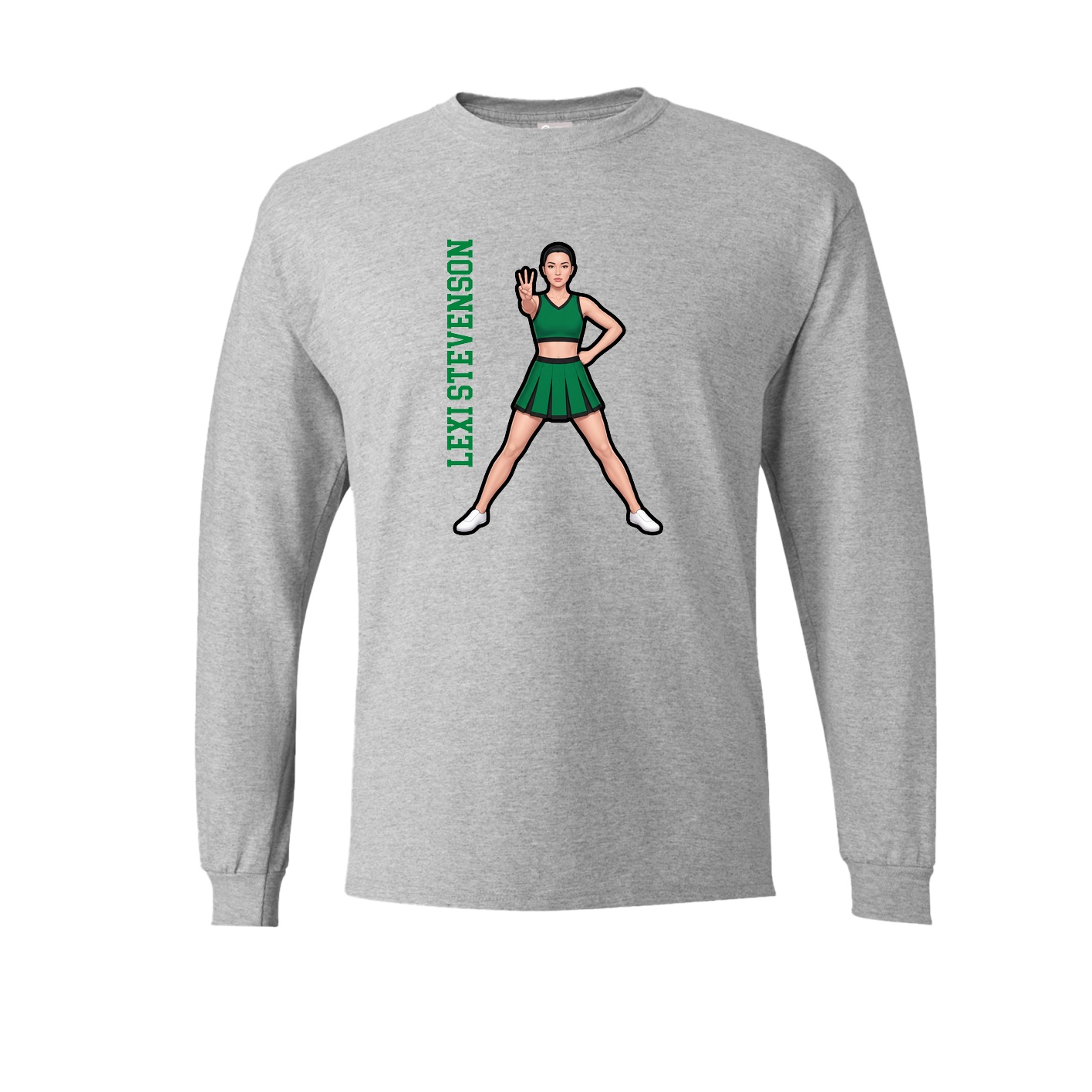 Long Sleeve Tee — Name Vertical in Grey