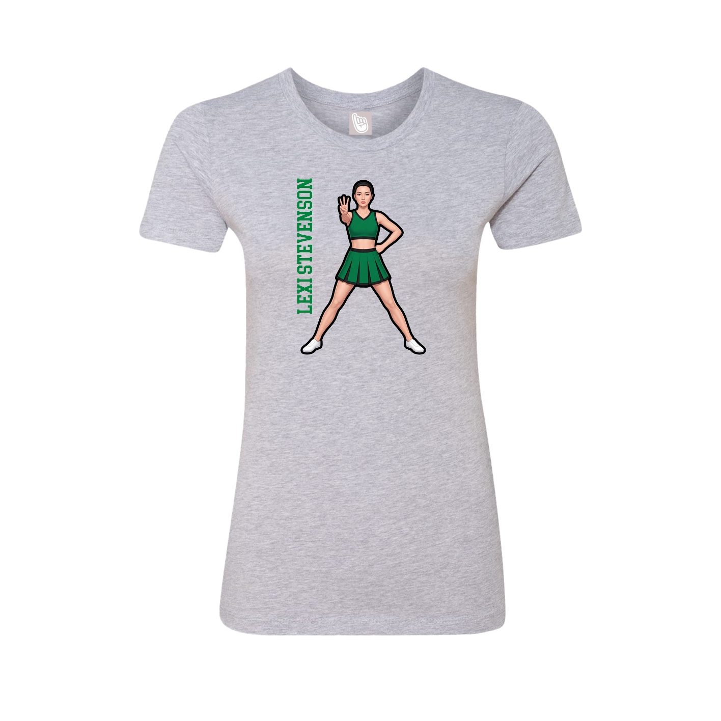 Fitted Women's Tee — Name Vertical in Grey