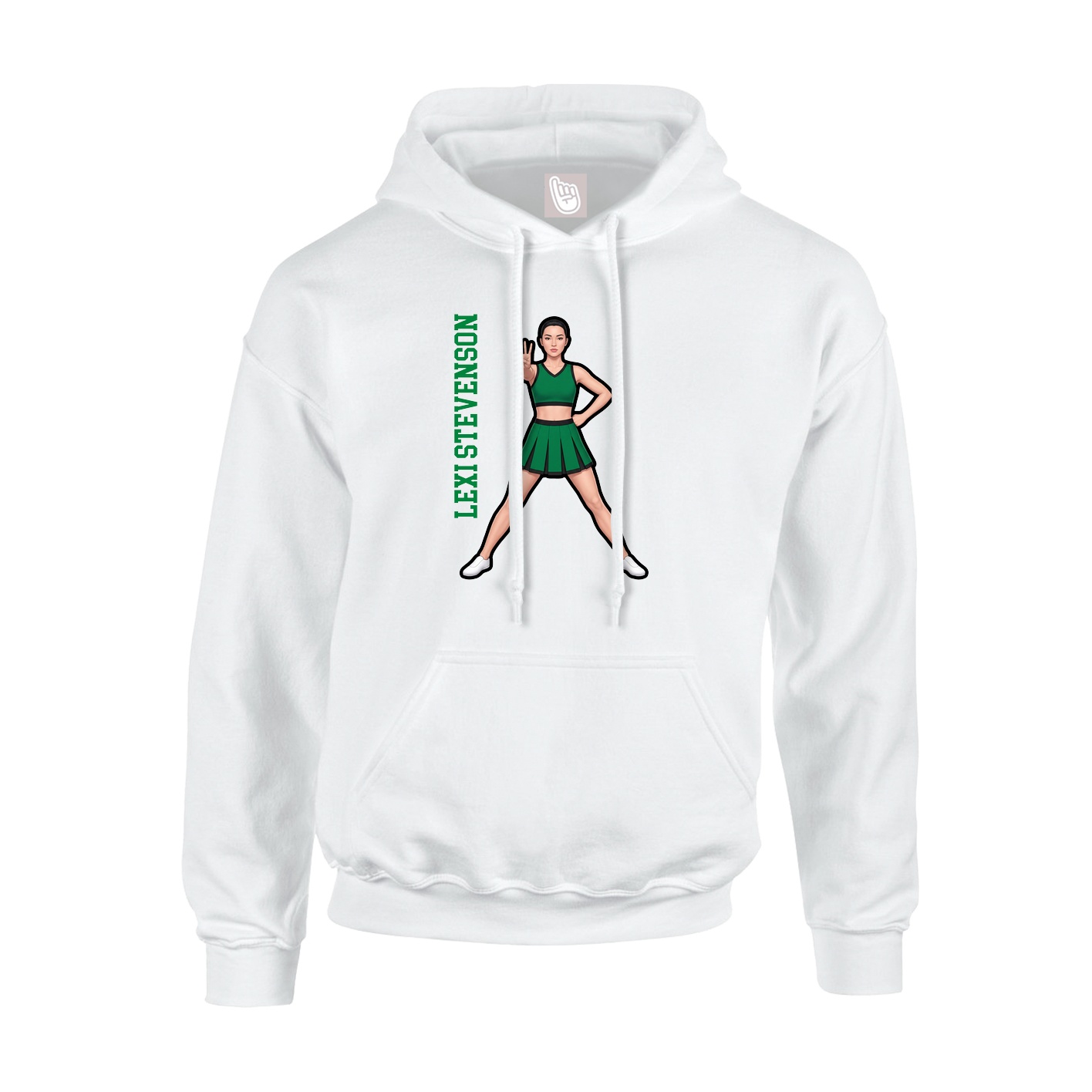 Youth Hoodie — Name Vertical in White