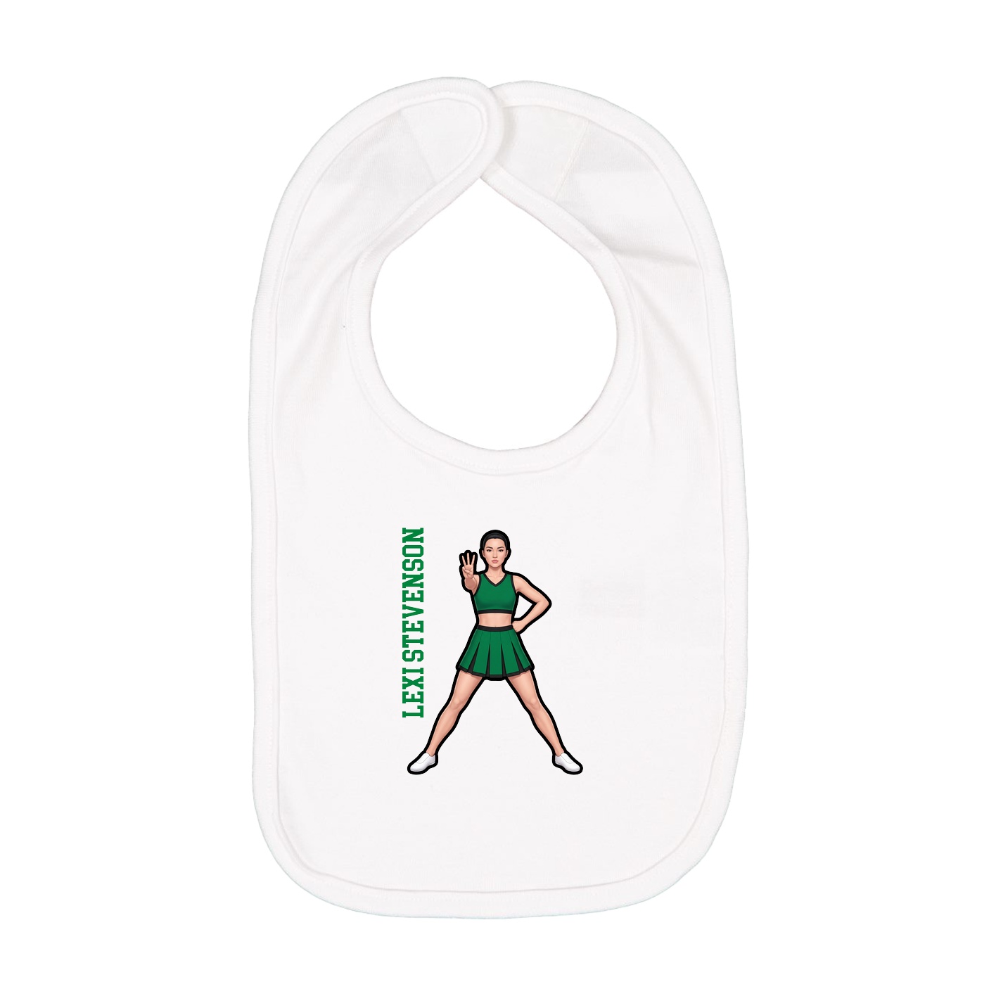 Infant Bib — Name Vertical in White