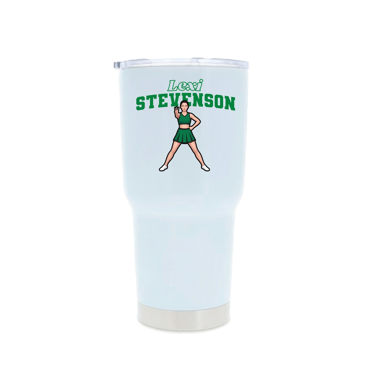 30oz Stainless Steel Tumbler — Name Arch in White
