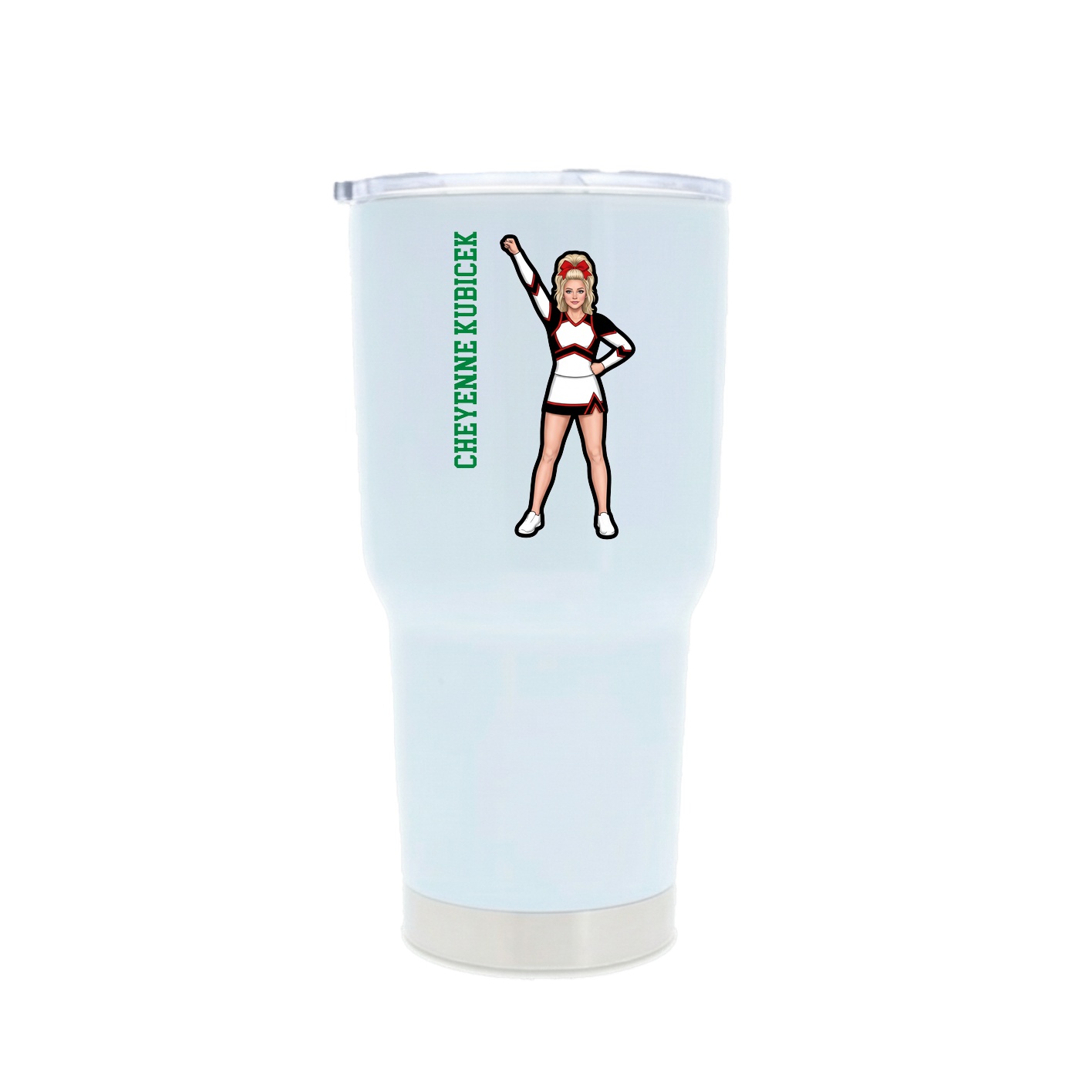 30oz Stainless Steel Tumbler — Name Vertical in White