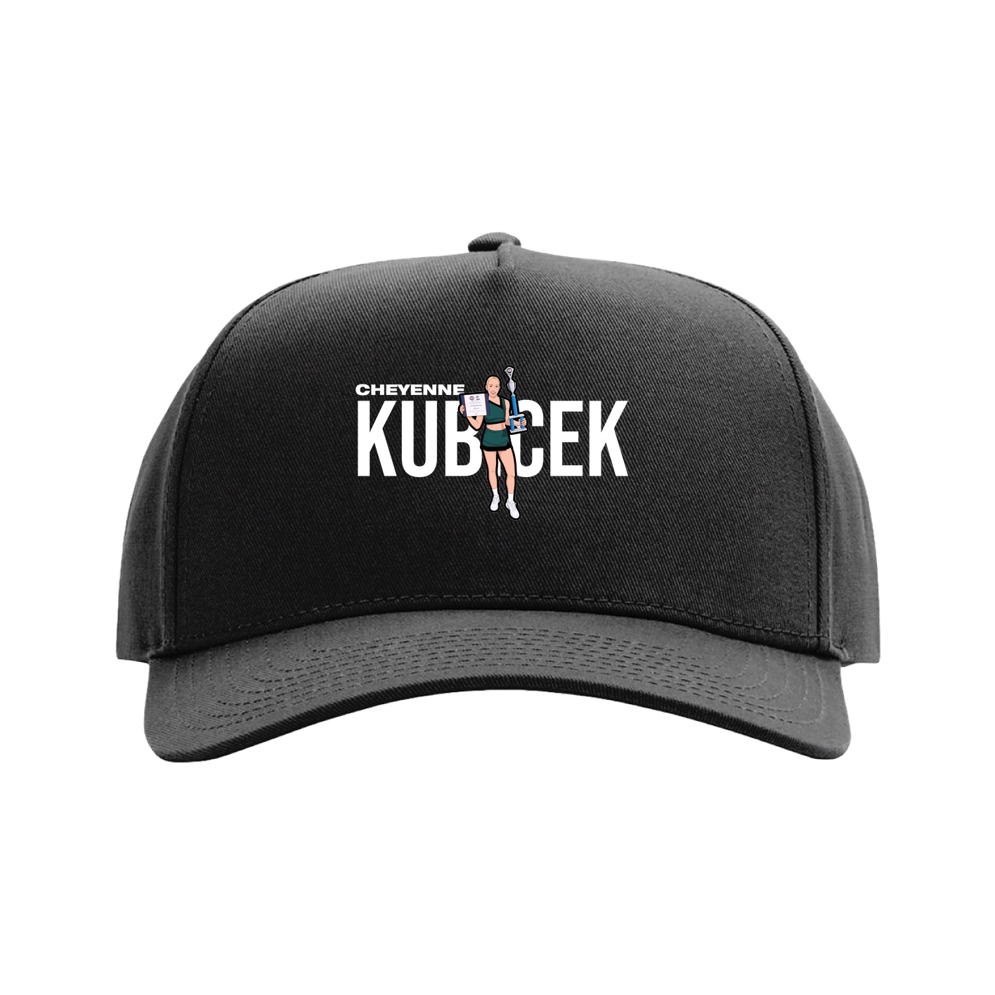 Full Fabric Five-Panel Champ Cap — Player Name in Black