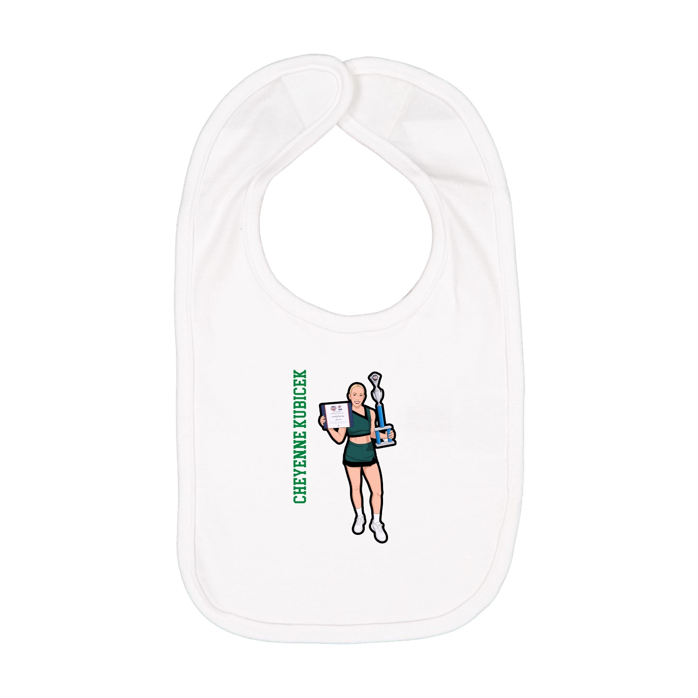 Infant Bib — Name Vertical in White