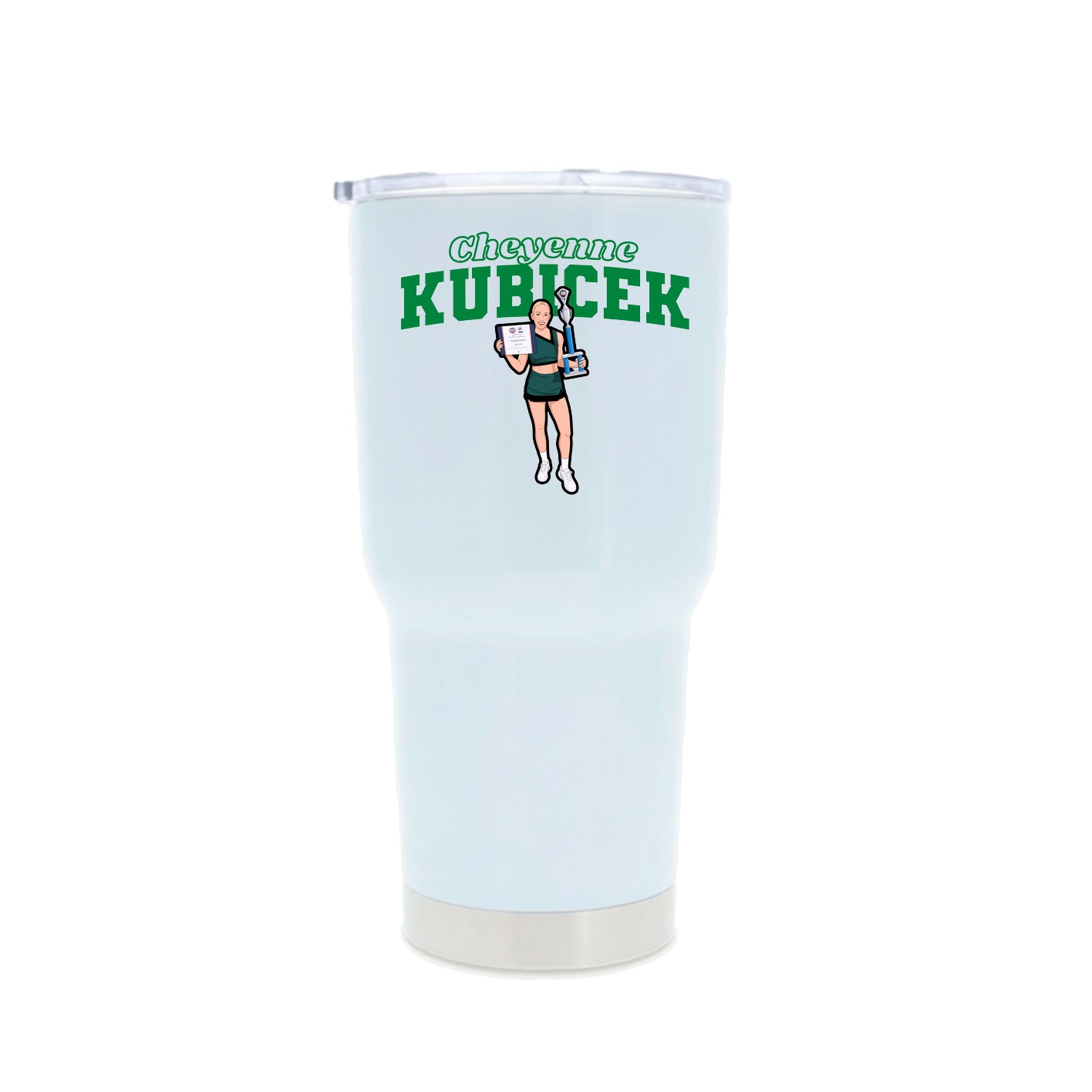 30oz Stainless Steel Tumbler — Name Arch in White