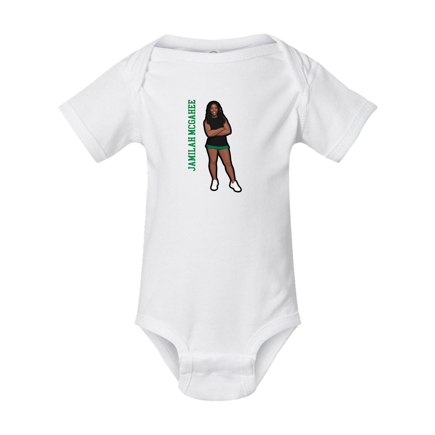Baby Onesie — Name Vertical in White