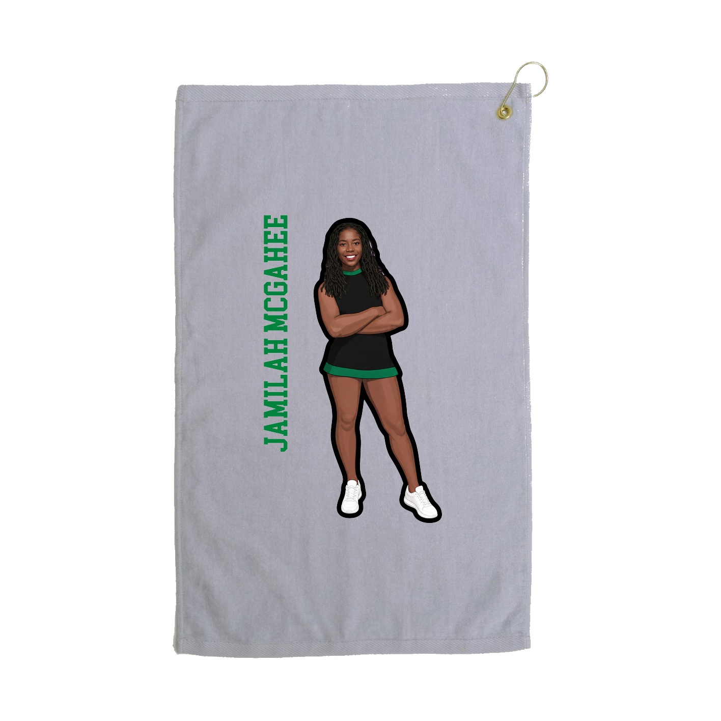 Golf Towel — Name Vertical in Grey
