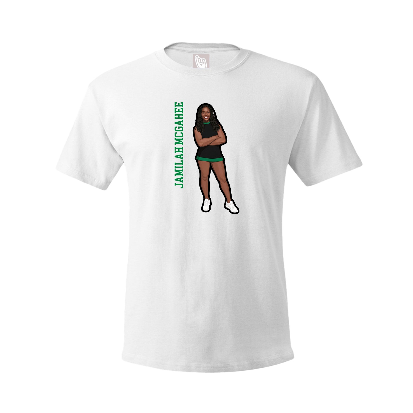 Tee — Name Vertical in White