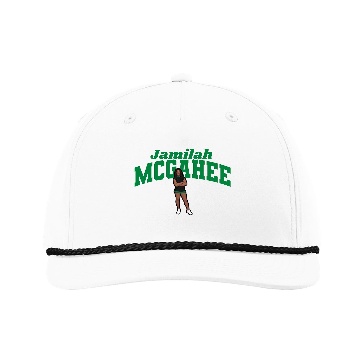 Five-Panel Classic Rope Cap — Signature Arch in White