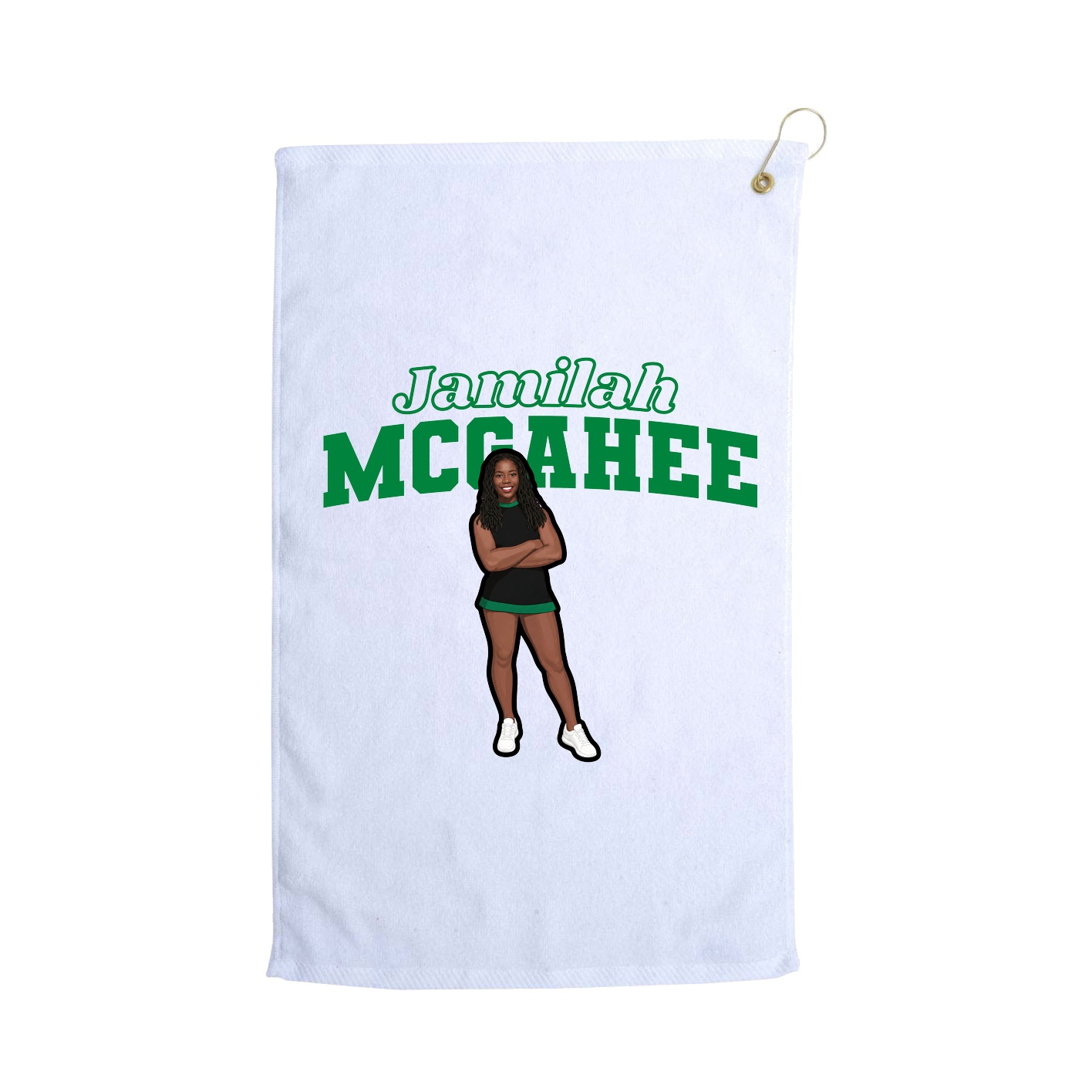 Golf Towel — Name Arch in White