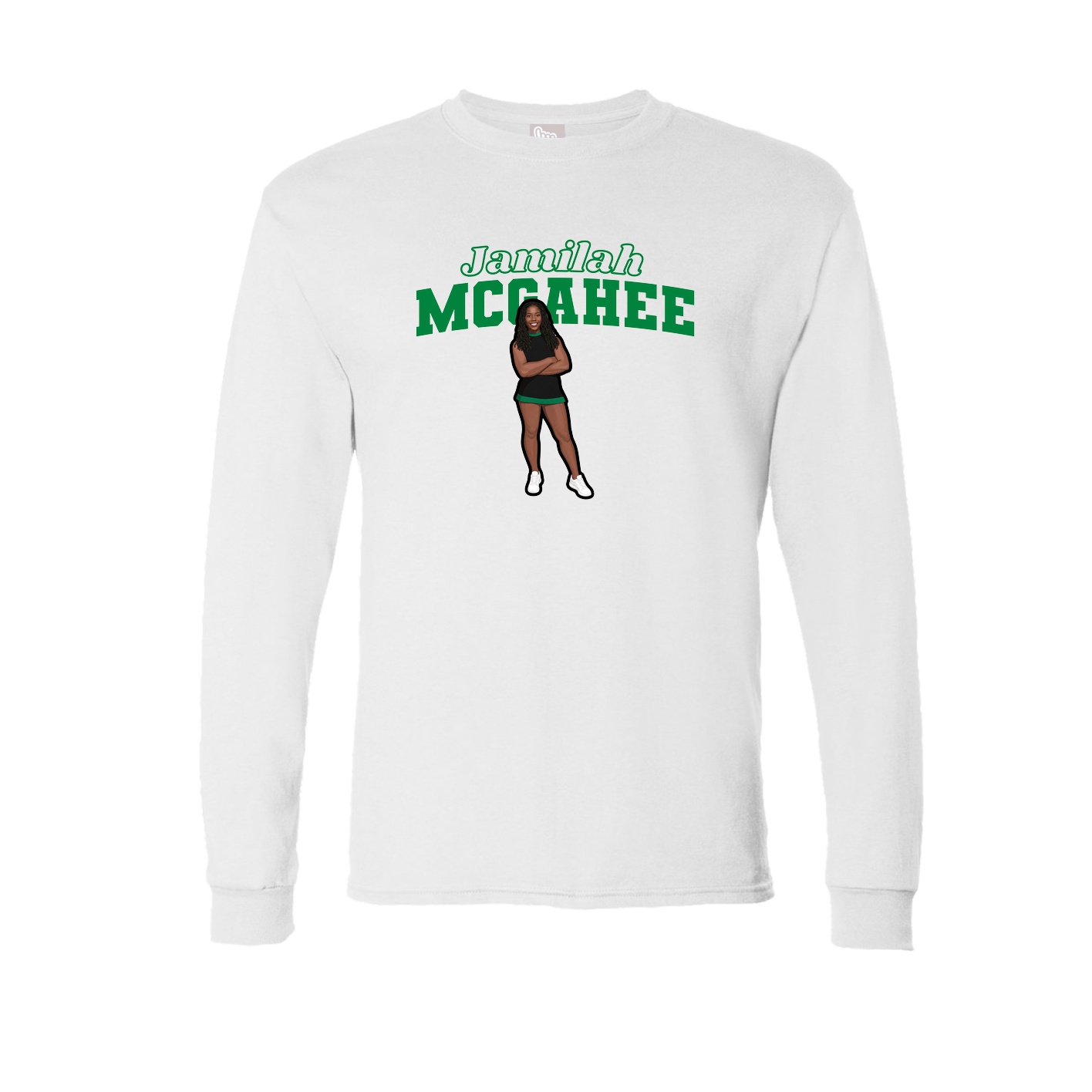 Long Sleeve Tee — Name Arch in White