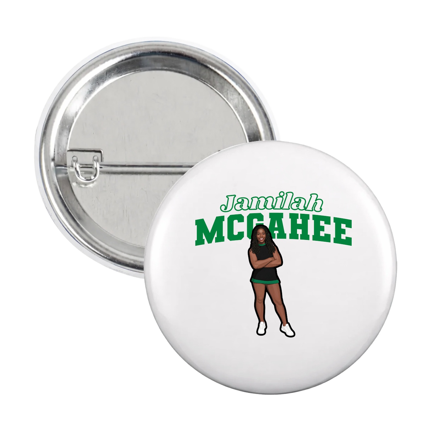 Game Day Button — Name Arch in White