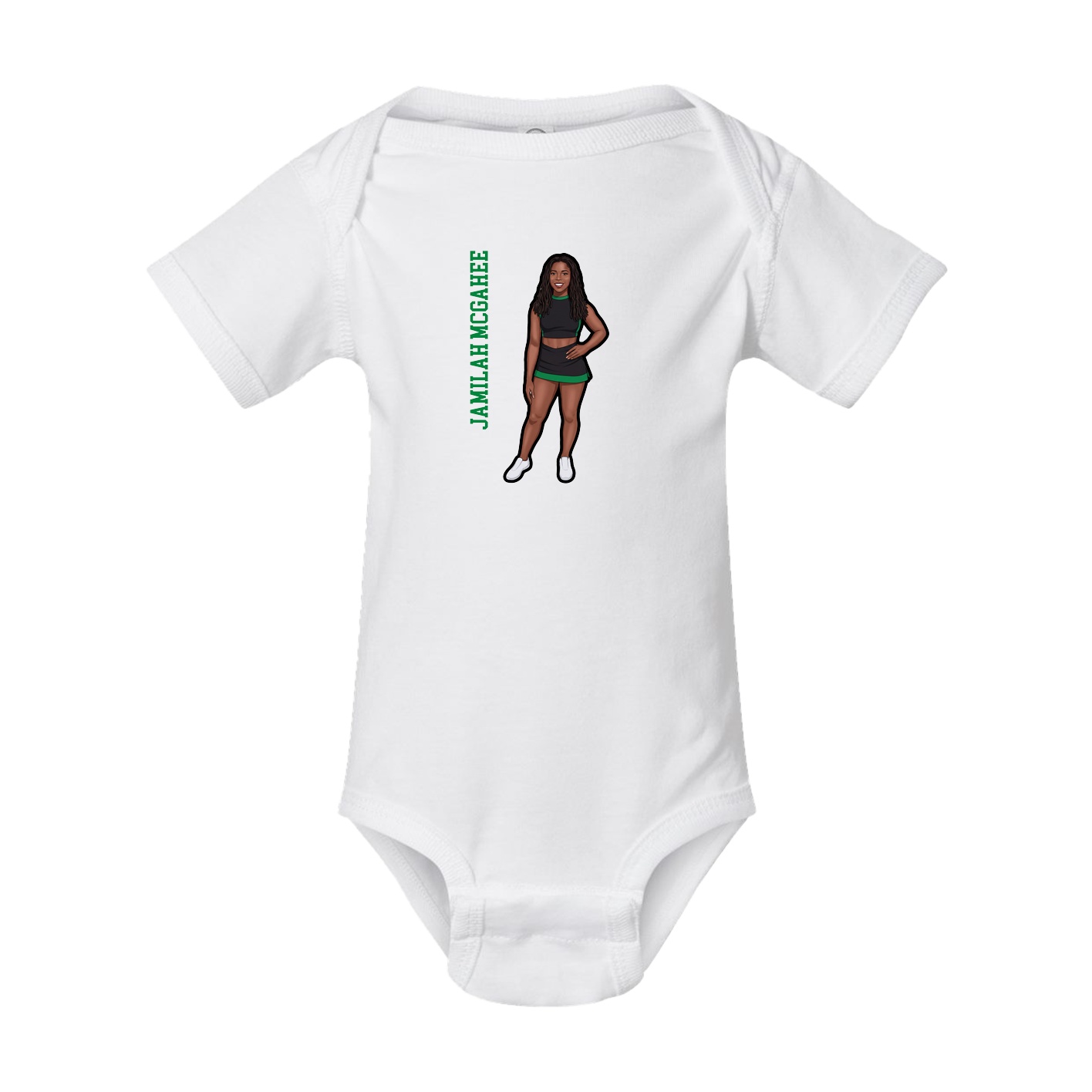 Baby Onesie — Name Vertical in White