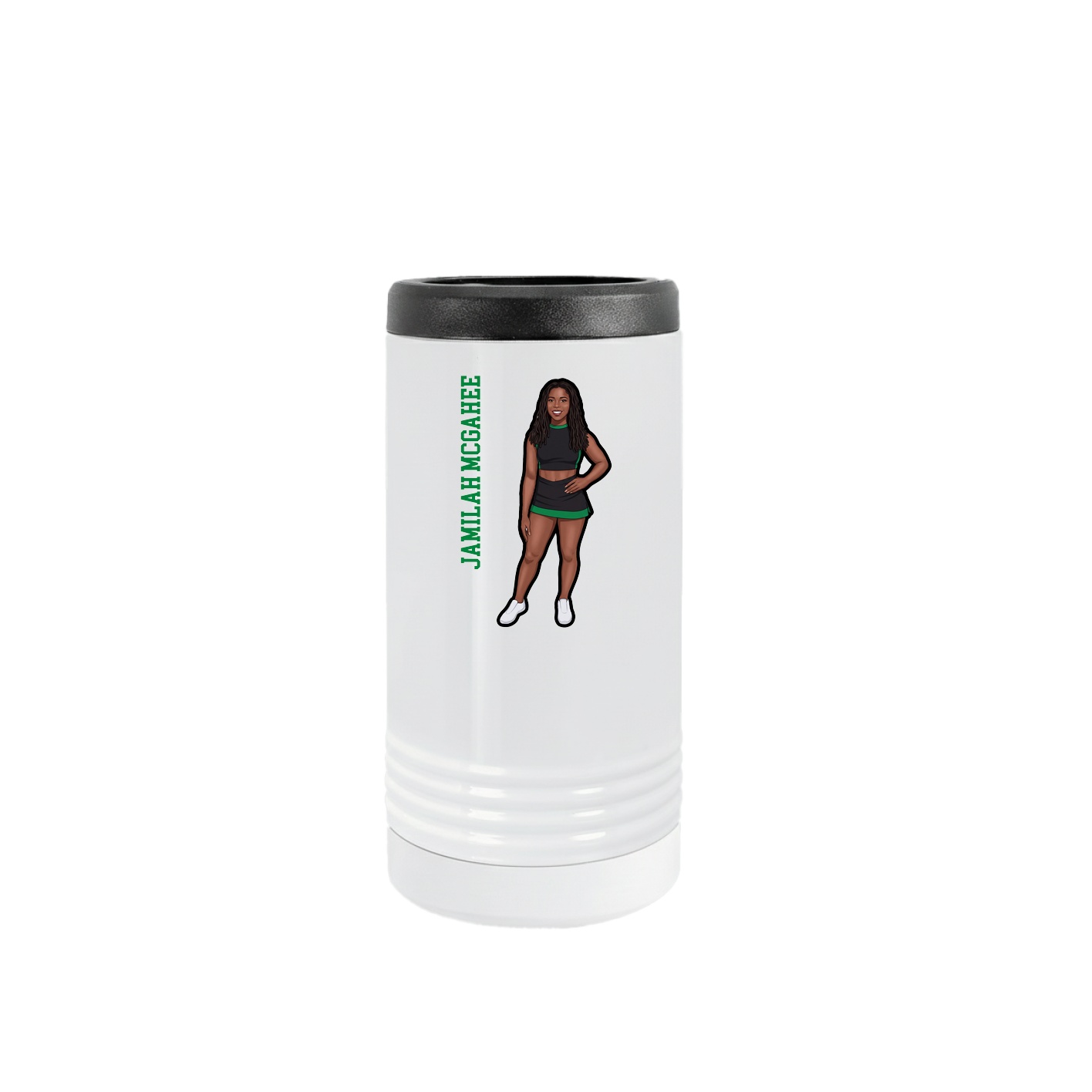Slim Beverage Holder — Name Vertical in White