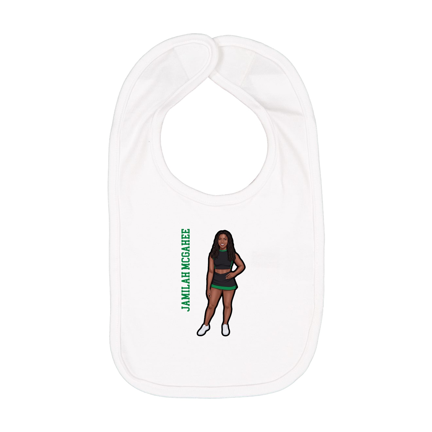 Infant Bib — Name Vertical in White