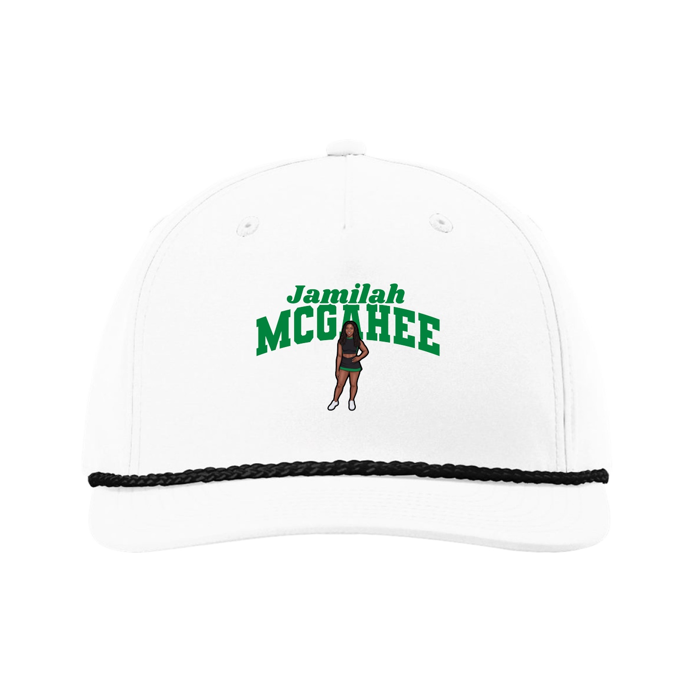 Five-Panel Classic Rope Cap — Signature Arch in White