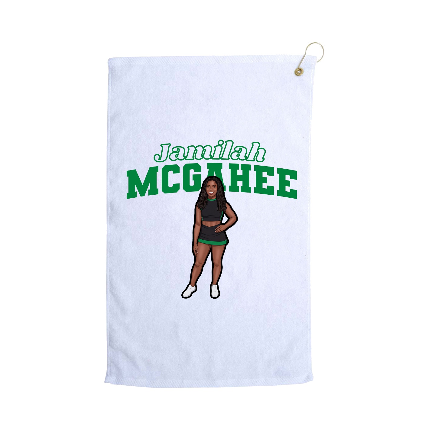 Golf Towel — Name Arch in White