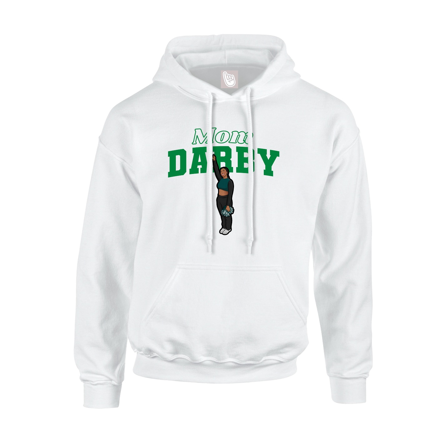 Youth Hoodie — Mothers Day Block in White