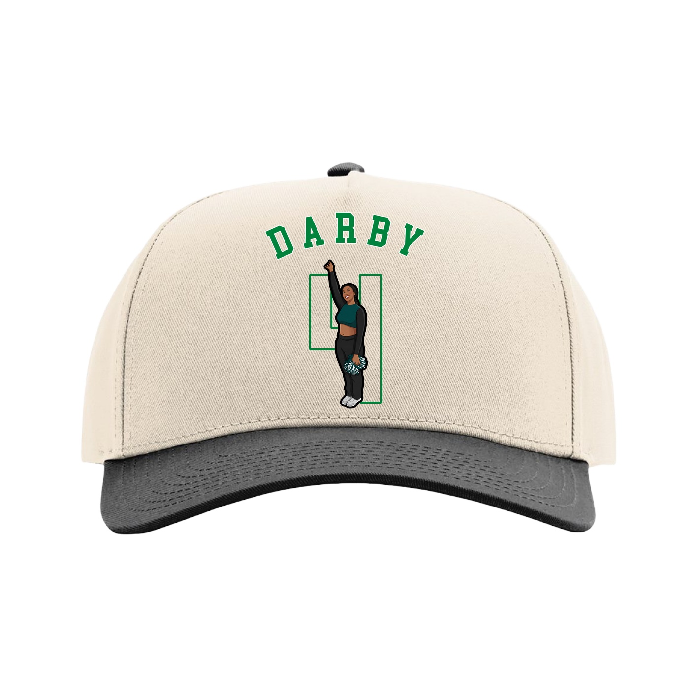 Full Fabric Five-Panel Champ Cap — Shirsey Arch in Cream/Black