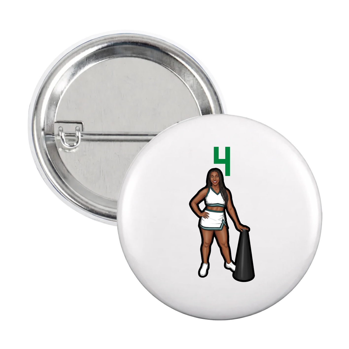 Game Day Button — Number Top in White