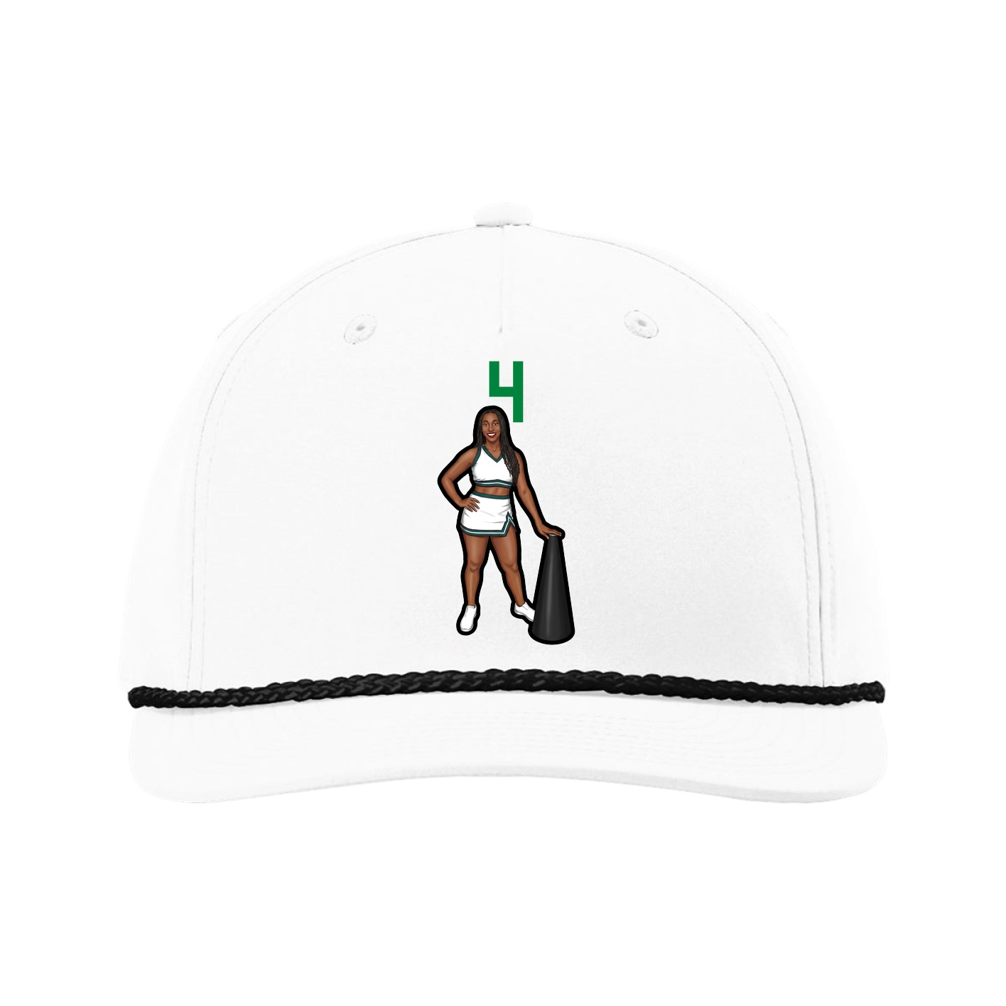 Five-Panel Classic Rope Cap — Number Top in White