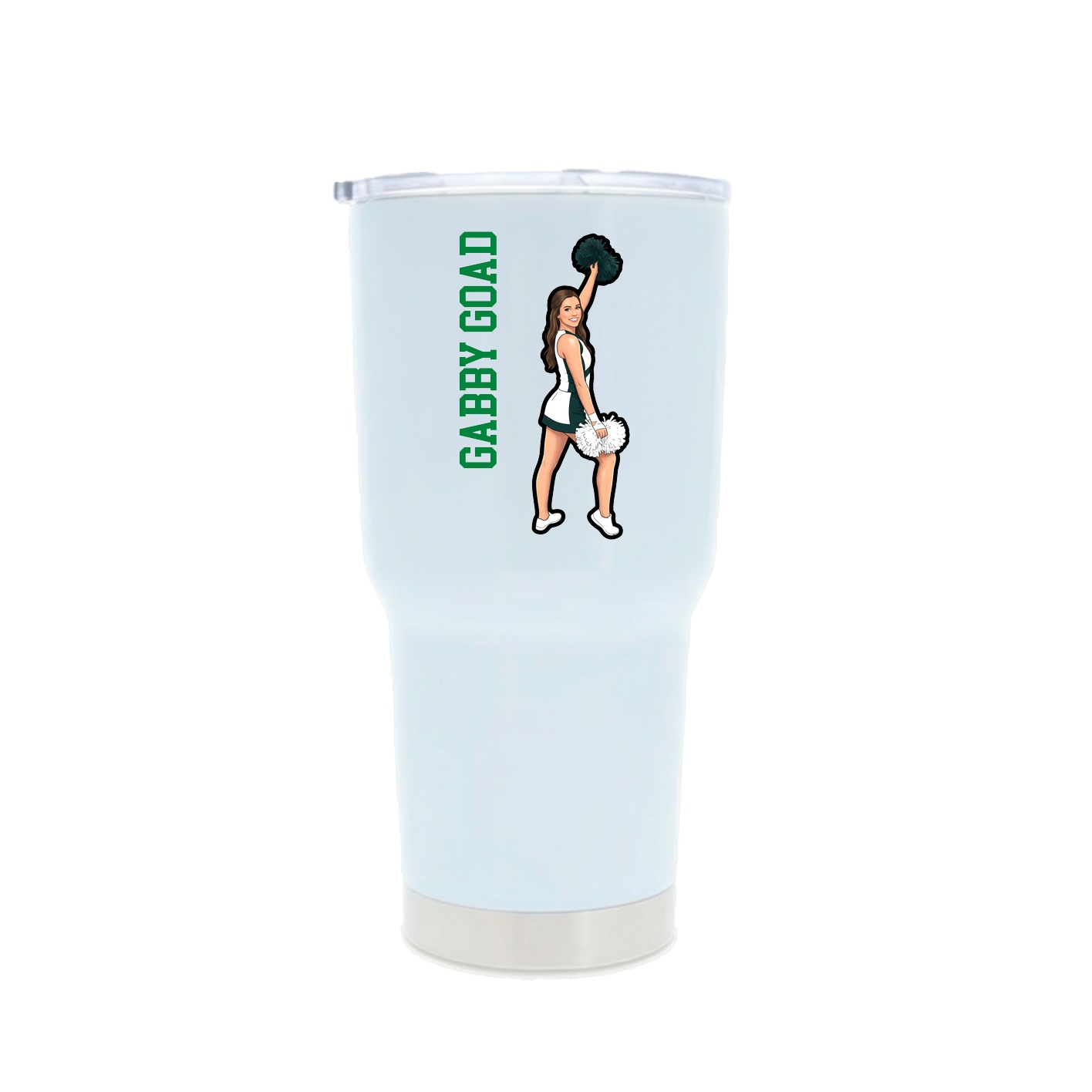 30oz Stainless Steel Tumbler — Name Vertical in White