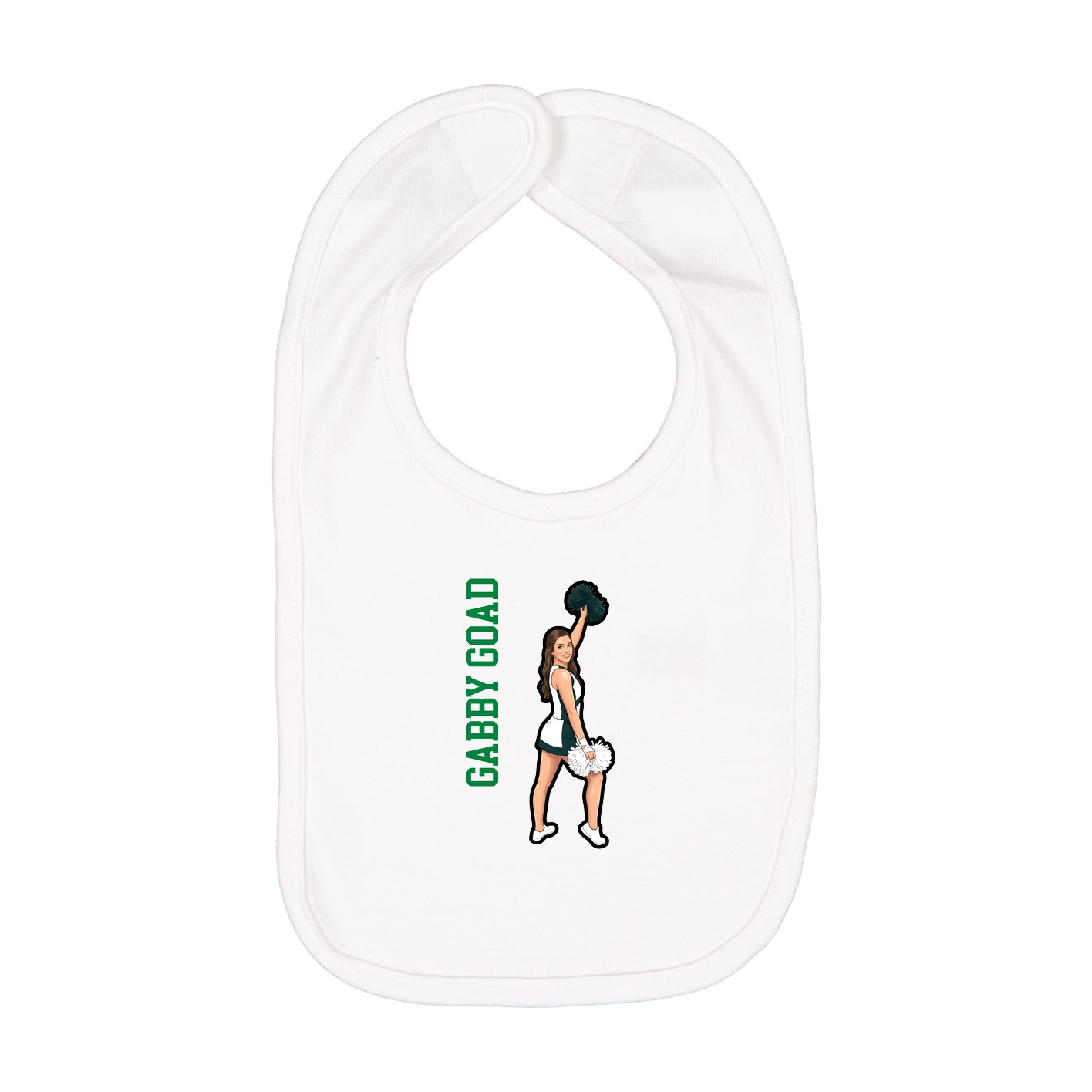 Infant Bib — Name Vertical in White