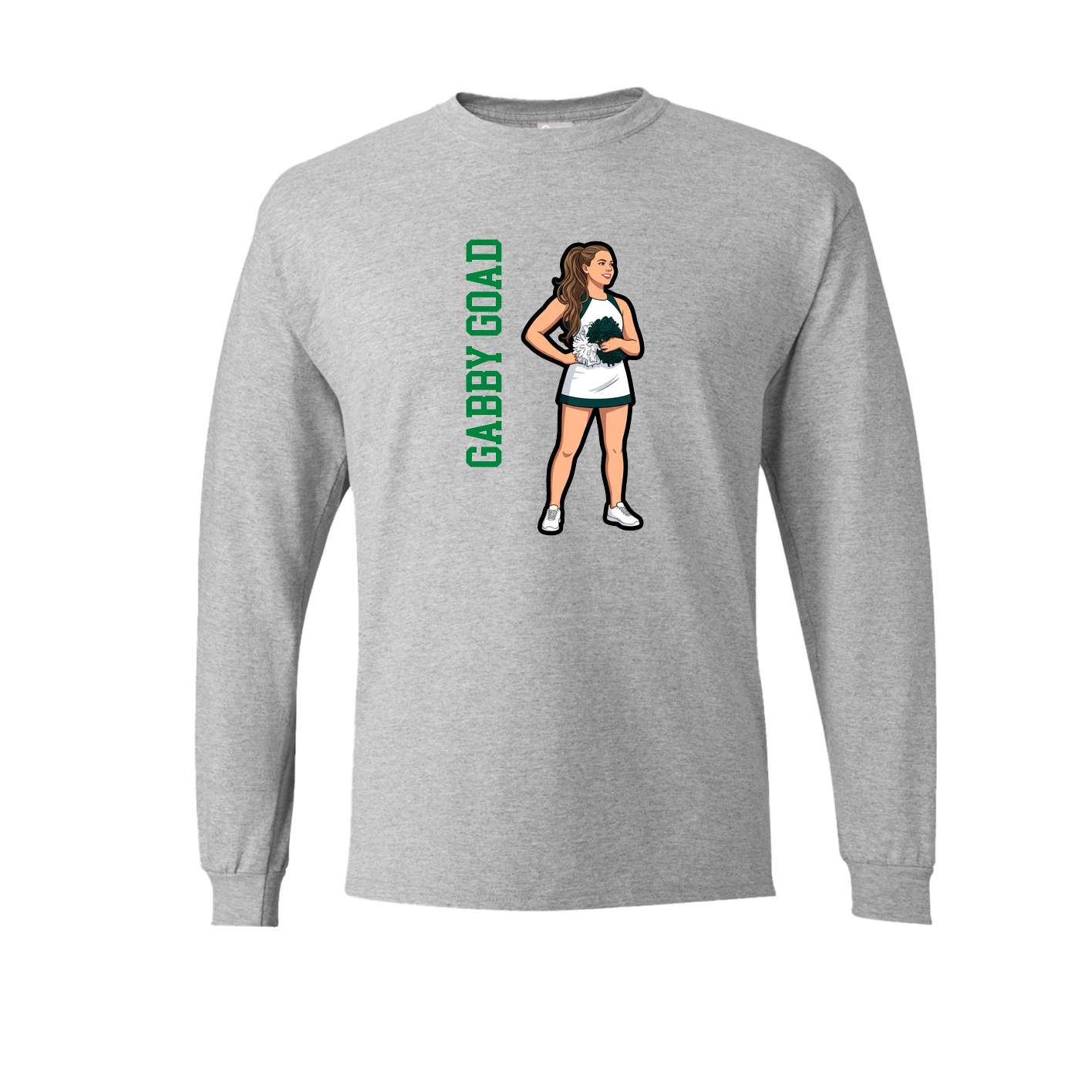 Long Sleeve Tee — Name Vertical in Grey