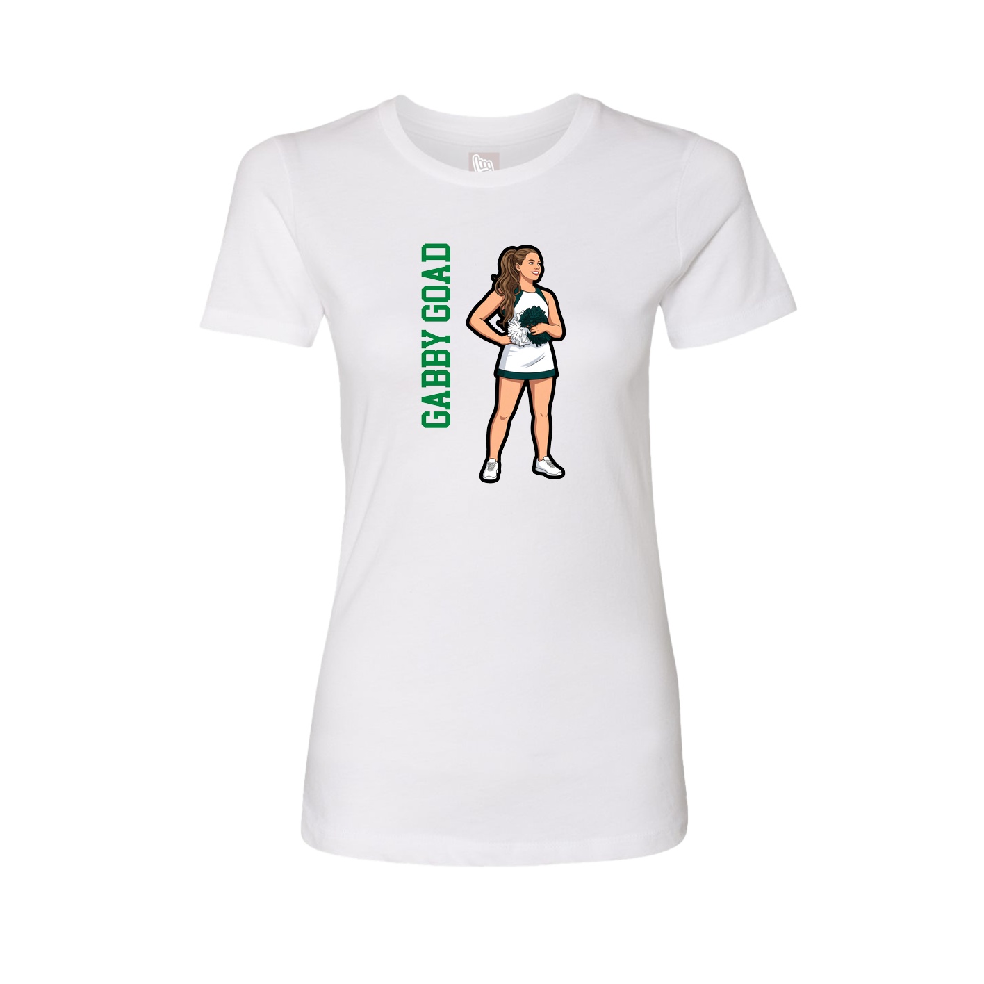 Fitted Women's Tee — Name Vertical in White