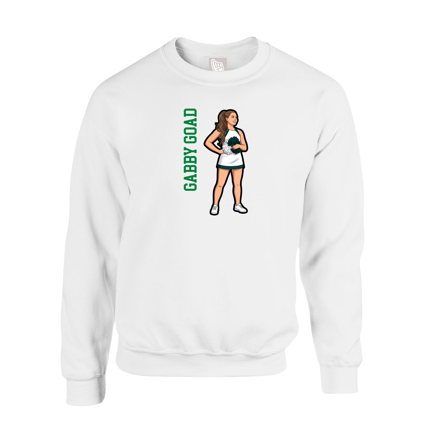 Fleece Crew — Name Vertical in White