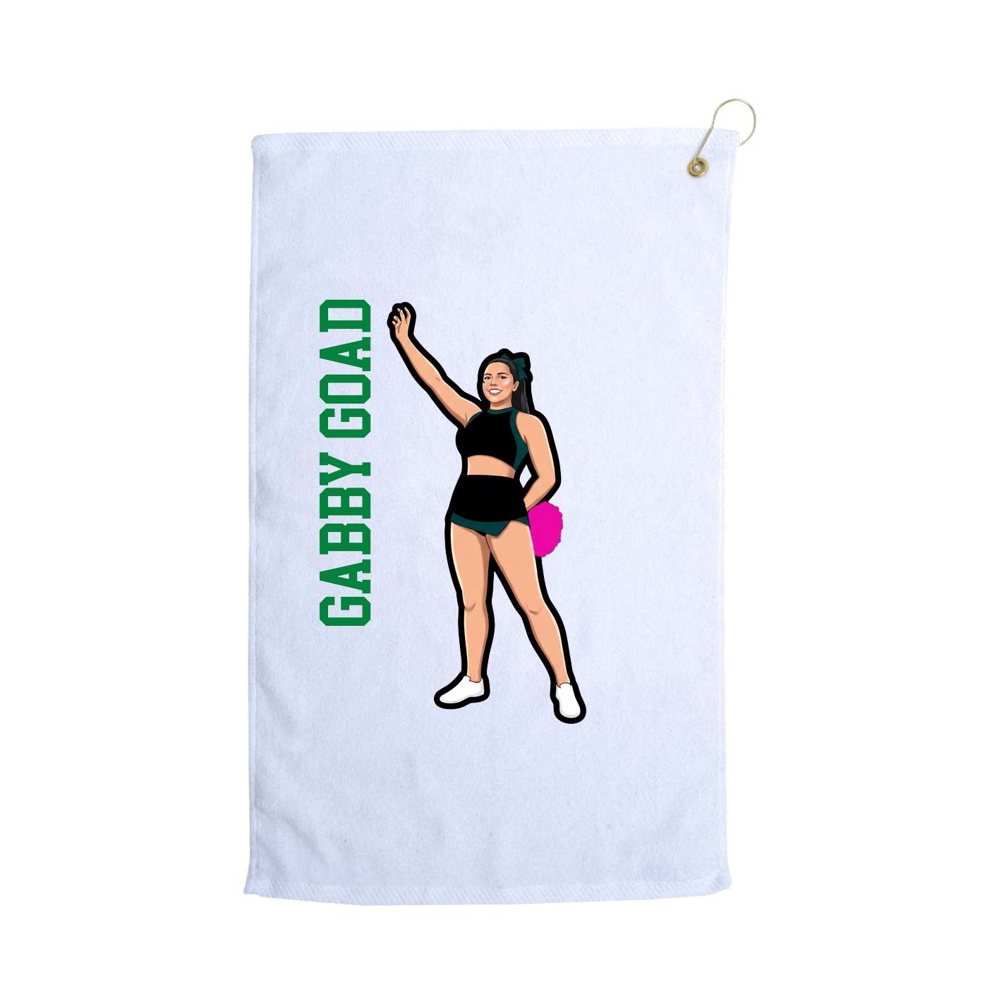 Golf Towel — Name Vertical in White