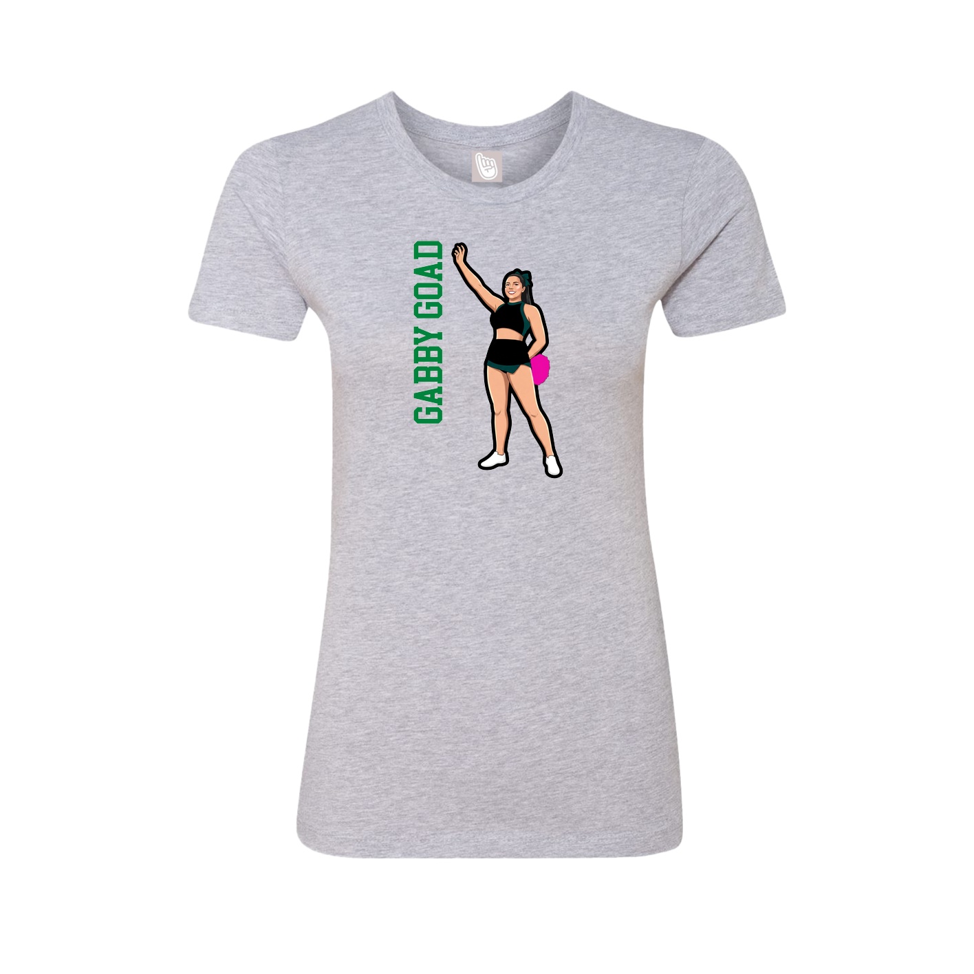 Fitted Women's Tee — Name Vertical in Grey