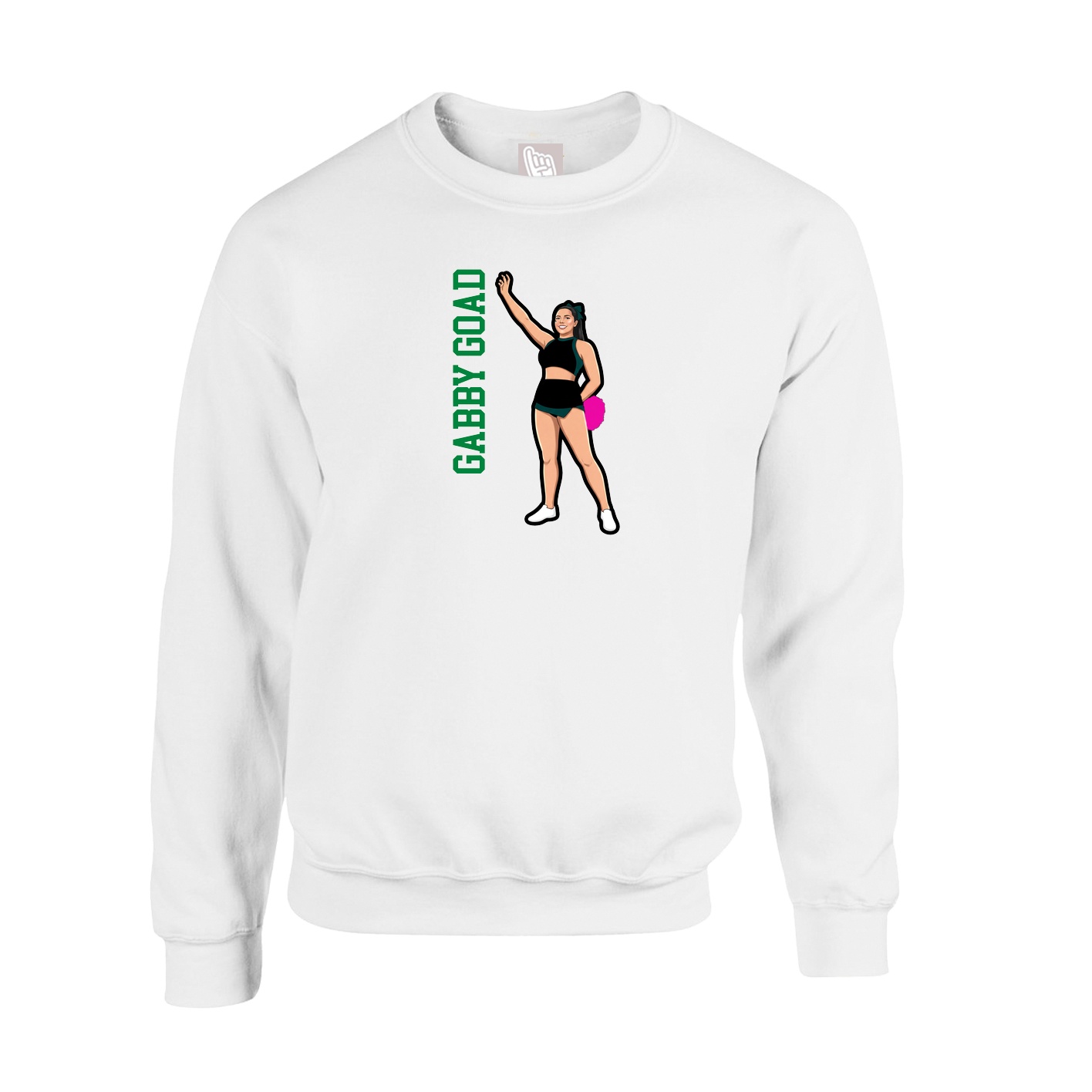Fleece Crew — Name Vertical in White