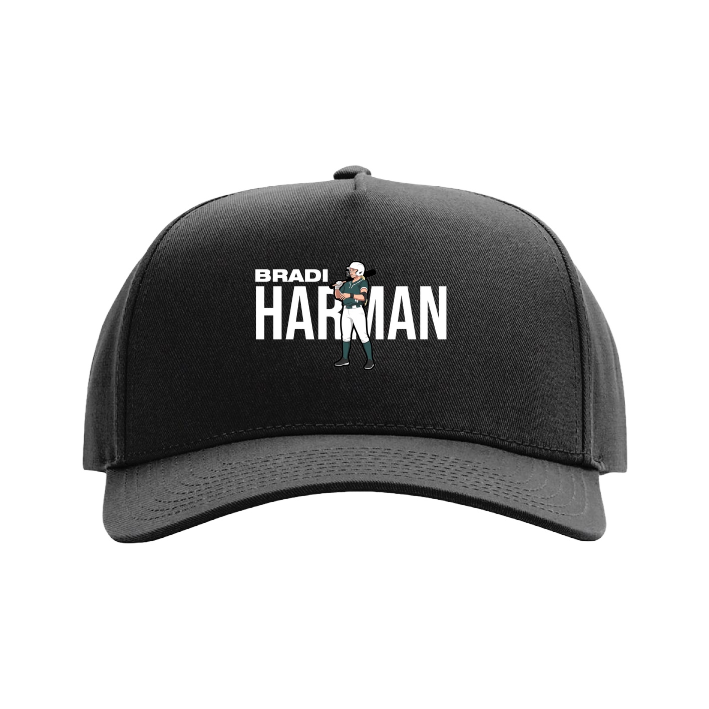 Full Fabric Five-Panel Champ Cap — Player Name in Black
