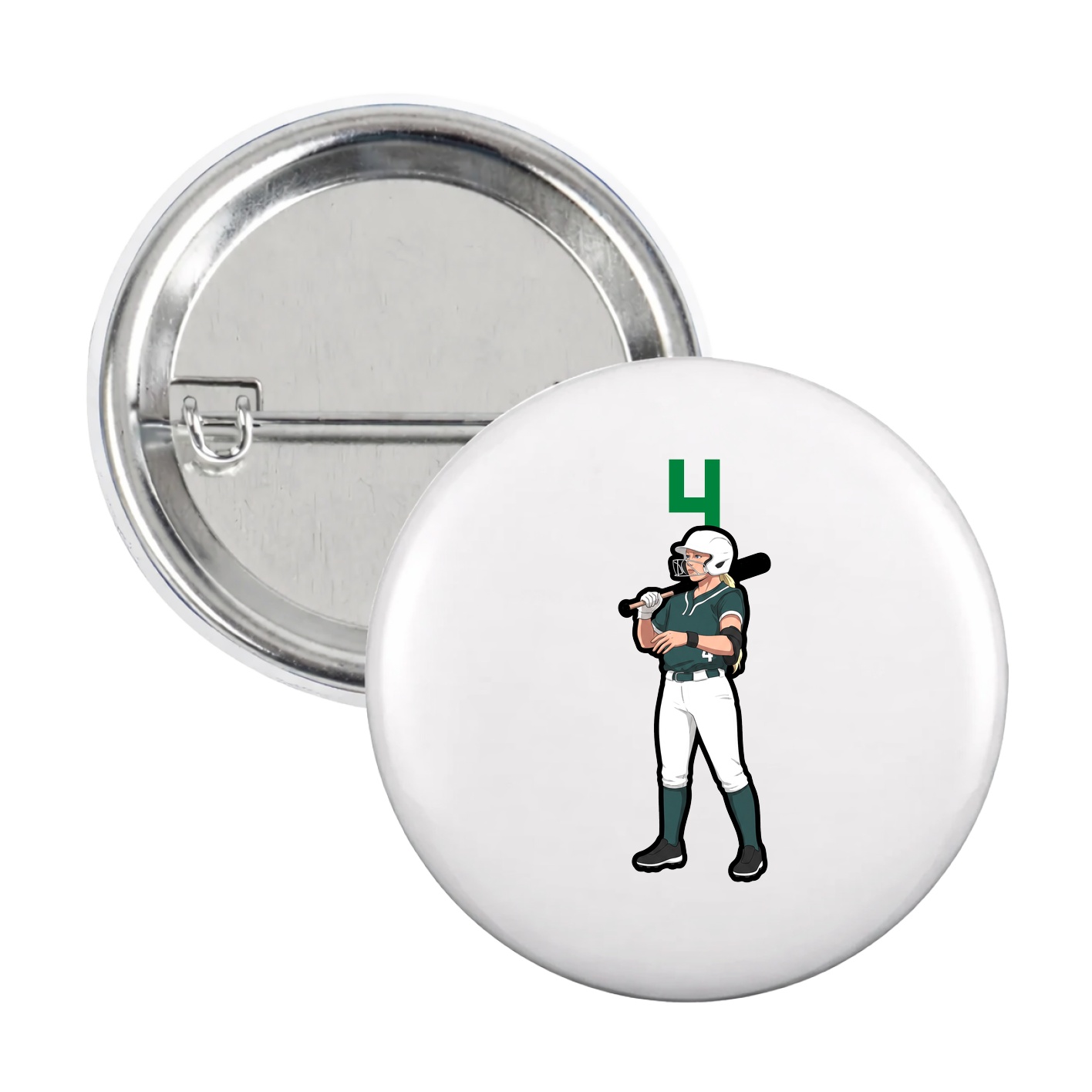 Game Day Button — Number Top in White