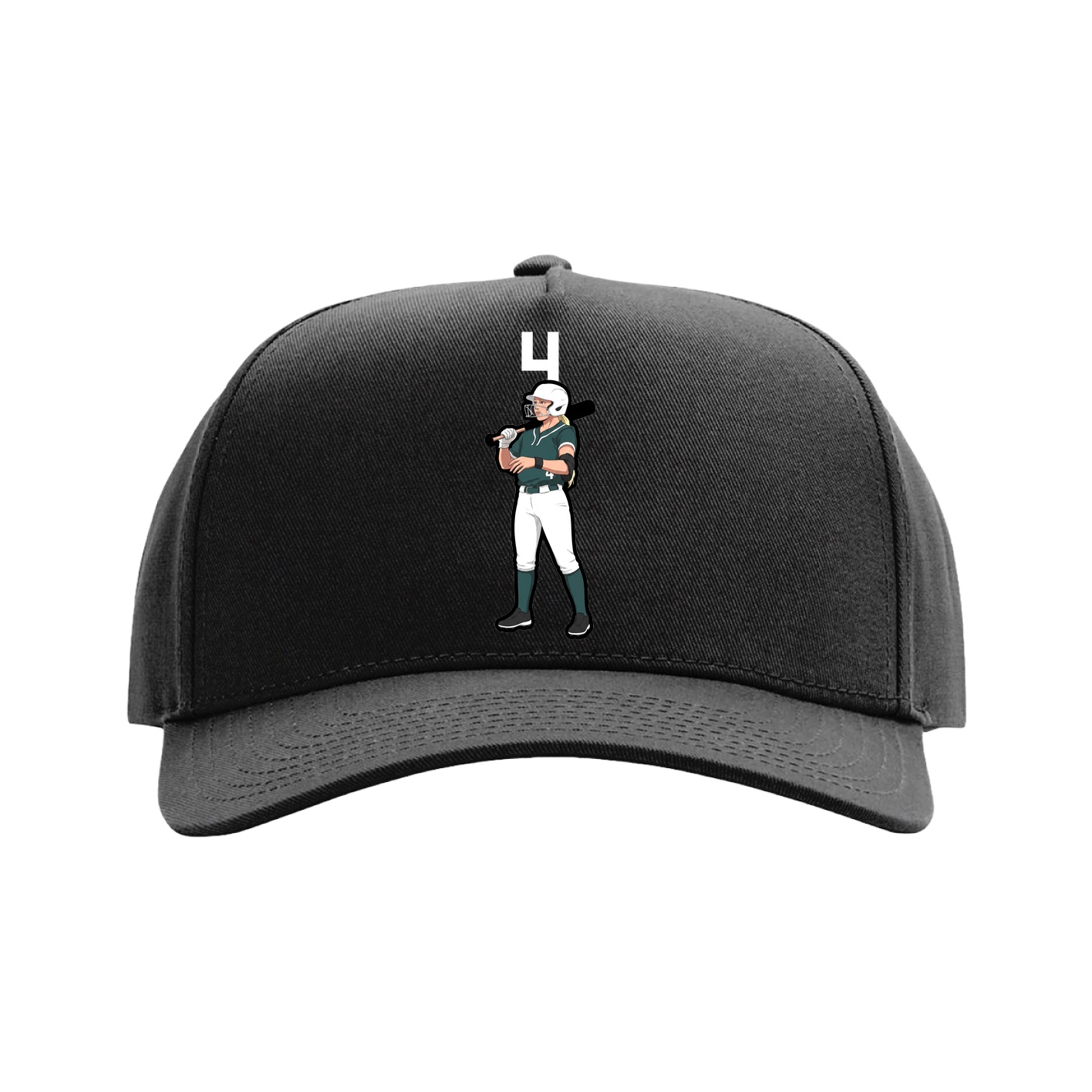 Full Fabric Five-Panel Champ Cap — Number Top in Black