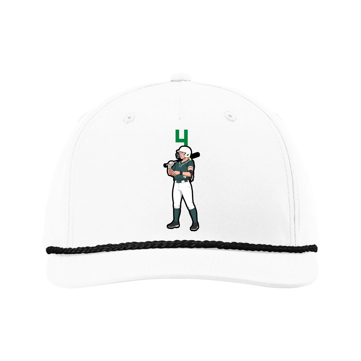 Five-Panel Classic Rope Cap — Number Top in White